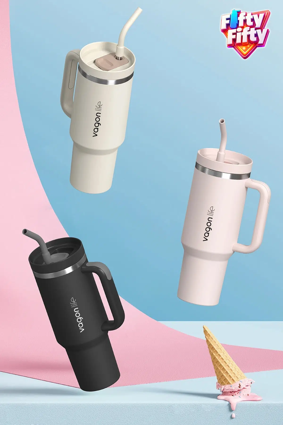 Tumbler Quencher Cup 1200 ML Pipetli Rahat İçim Kulplu SUS304 Paslanmaz Çelik 1.2L Termos 1103-1200ML