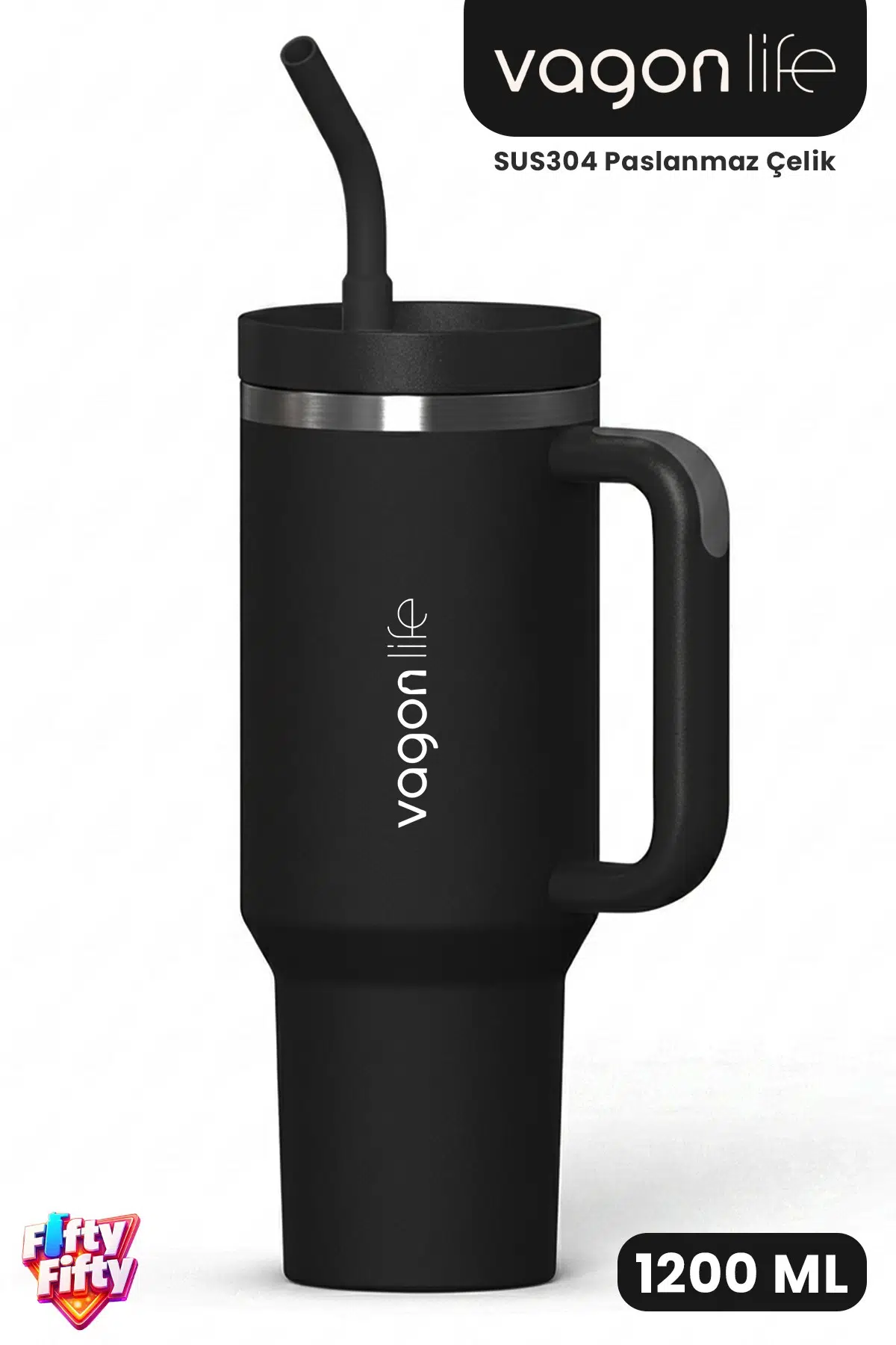 Tumbler Quencher Cup 1200 ML Pipetli Rahat İçim Kulplu SUS304 Paslanmaz Çelik 1.2L Termos 1103-1200ML
