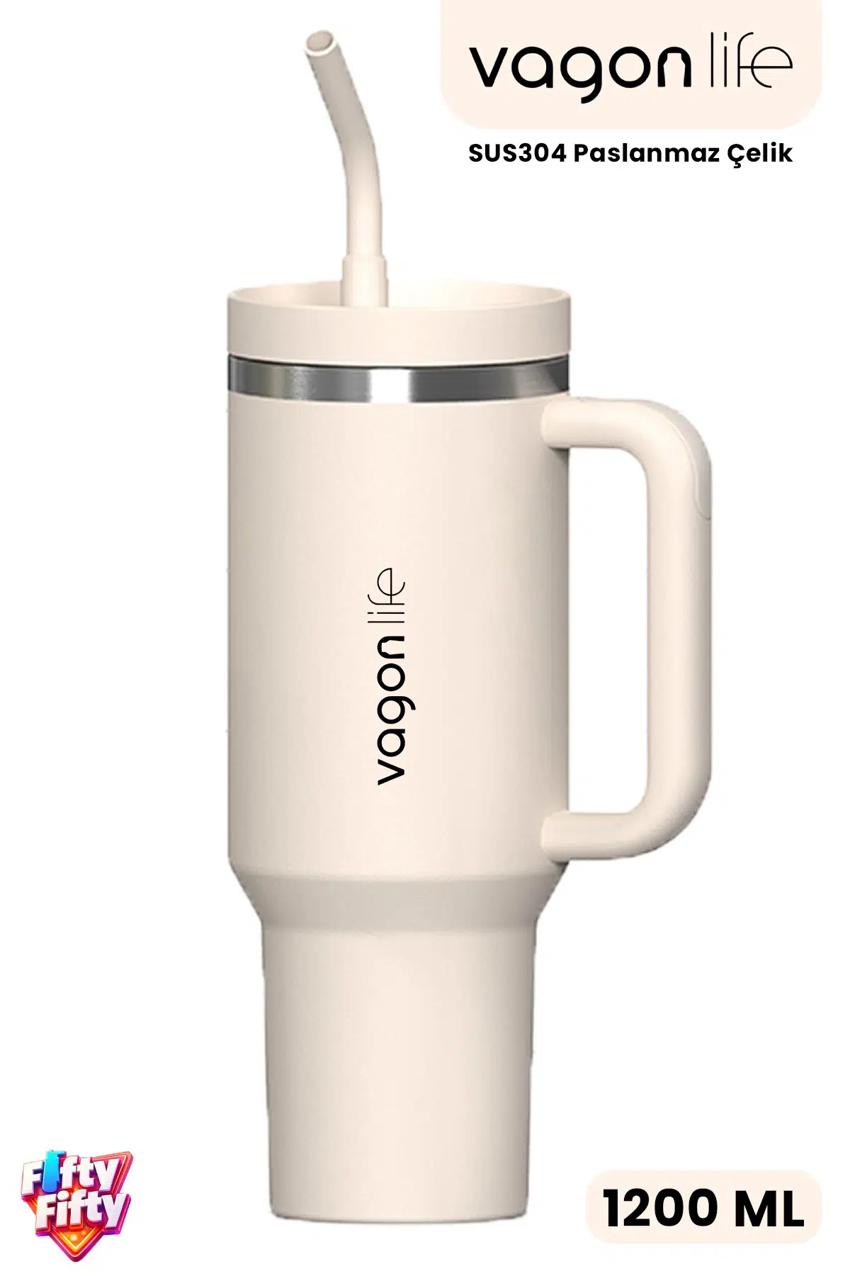Tumbler Quencher Cup 1200 ML Pipetli Rahat İçim Kulplu SUS304 Paslanmaz Çelik 1.2L Termos 1103-1200ML