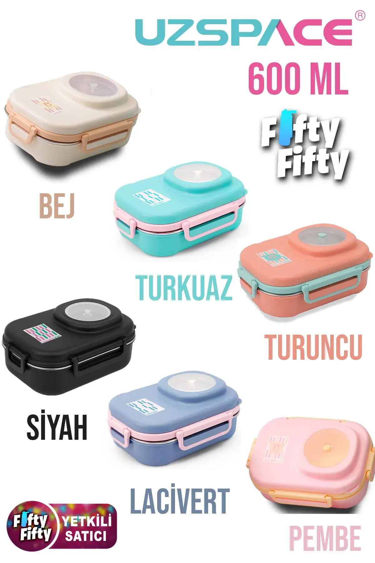 Uzspace 600 ML Çorba Kaseli-Çelik Kaşık Çatallı Paslanmaz Çelik Bento Lunch Box Yeni Nesil Sefer Tası-FFLBOX8021600