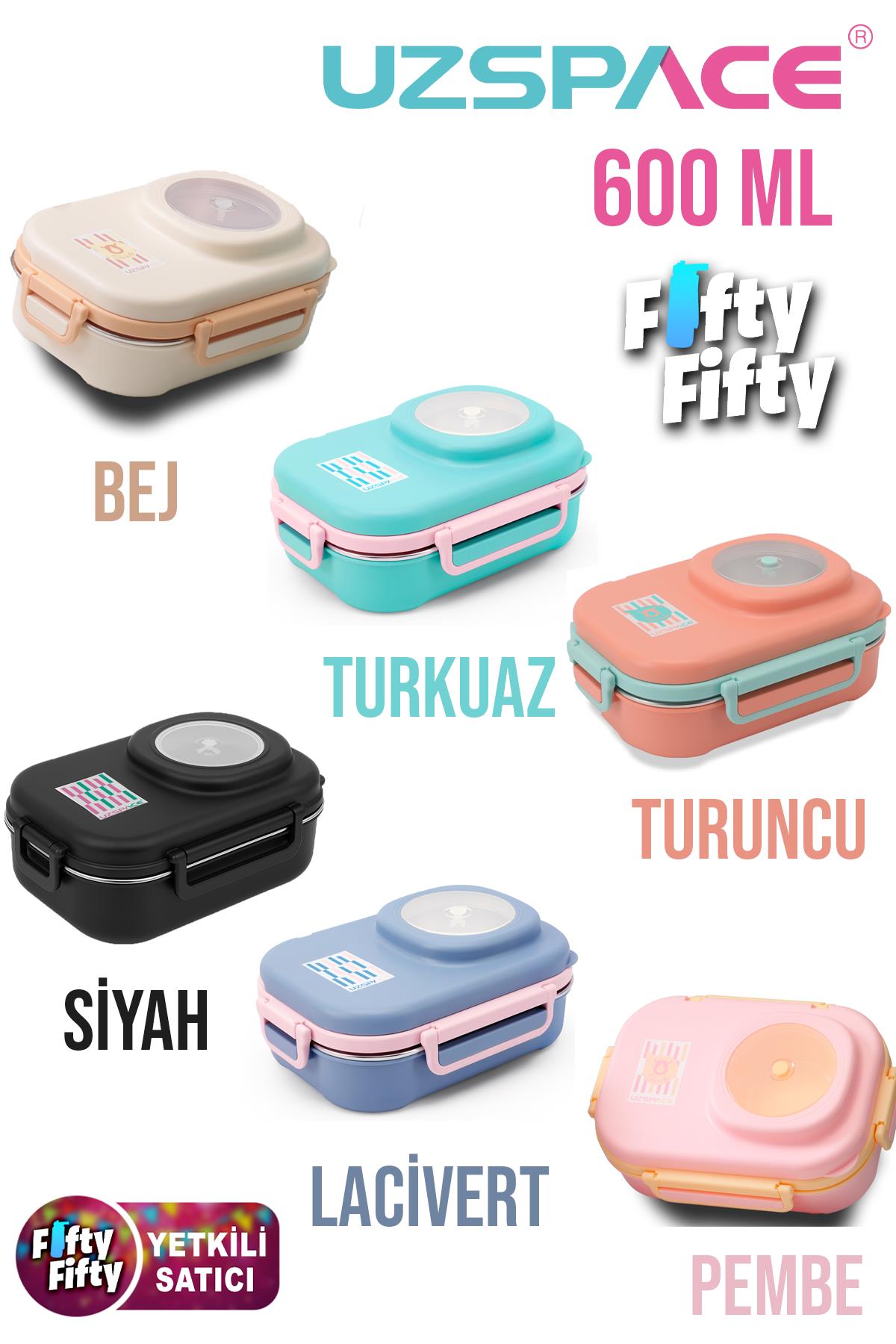 Uzspace 600 ML Çorba Kaseli-Çelik Kaşık Çatallı Paslanmaz Çelik Bento Lunch Box Yeni Nesil Sefer Tası-FFLBOX8021600