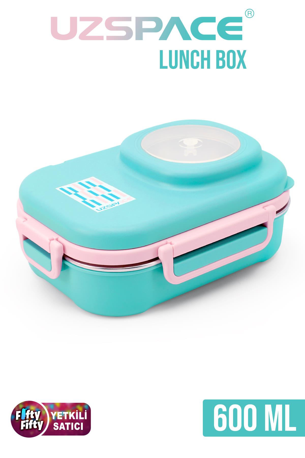 Uzspace 600 ML Çorba Kaseli-Çelik Kaşık Çatallı Paslanmaz Çelik Bento Lunch Box Yeni Nesil Sefer Tası-FFLBOX8021600 - Turkuaz