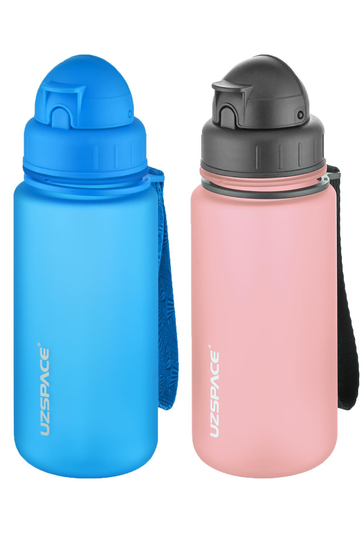 Uzspace 2'li Pipetli Tritan Matara Seti 400 ml FiftyFifty - Mavi-Pudra