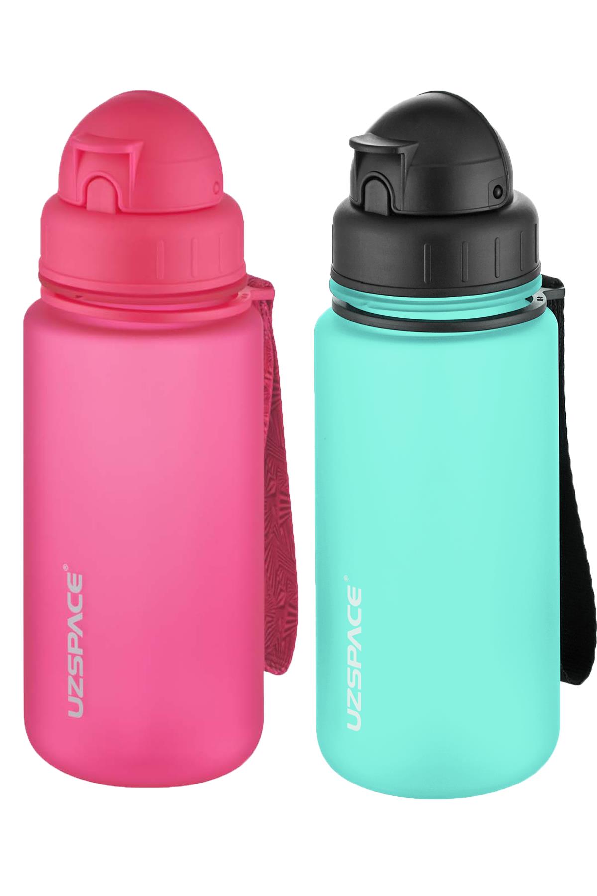 Uzspace 2'li Pipetli Tritan Matara Seti 400 ml FiftyFifty - Pembe-BuzMavisi
