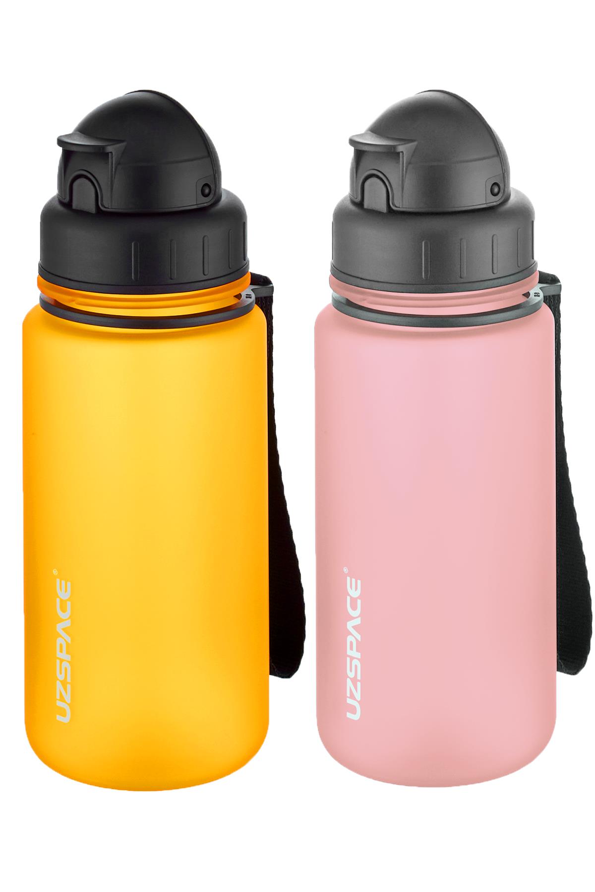 Uzspace 2'li Pipetli Tritan Matara Seti 400 ml FiftyFifty - Turuncu-Pudra