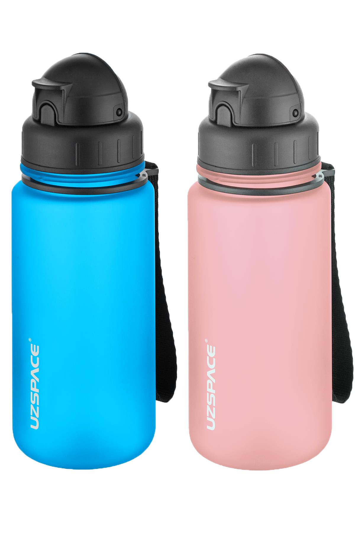 Uzspace 2'li Pipetli Tritan Matara Seti 400 ml FiftyFifty - Turkuaz-Pudra