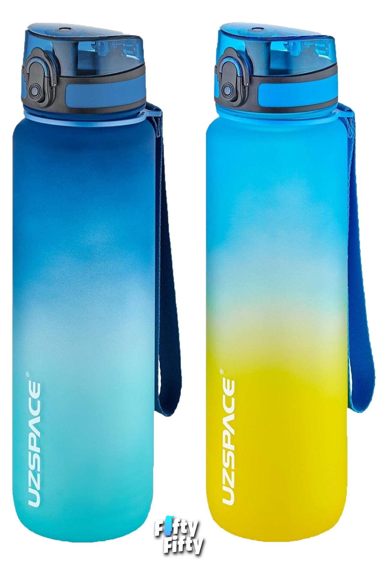 Uzspace 2`li Tritan Matara Seti 1000ml BÜYÜK BOY Çift Renk Softtouch FF Collection Tritan Su Matarası