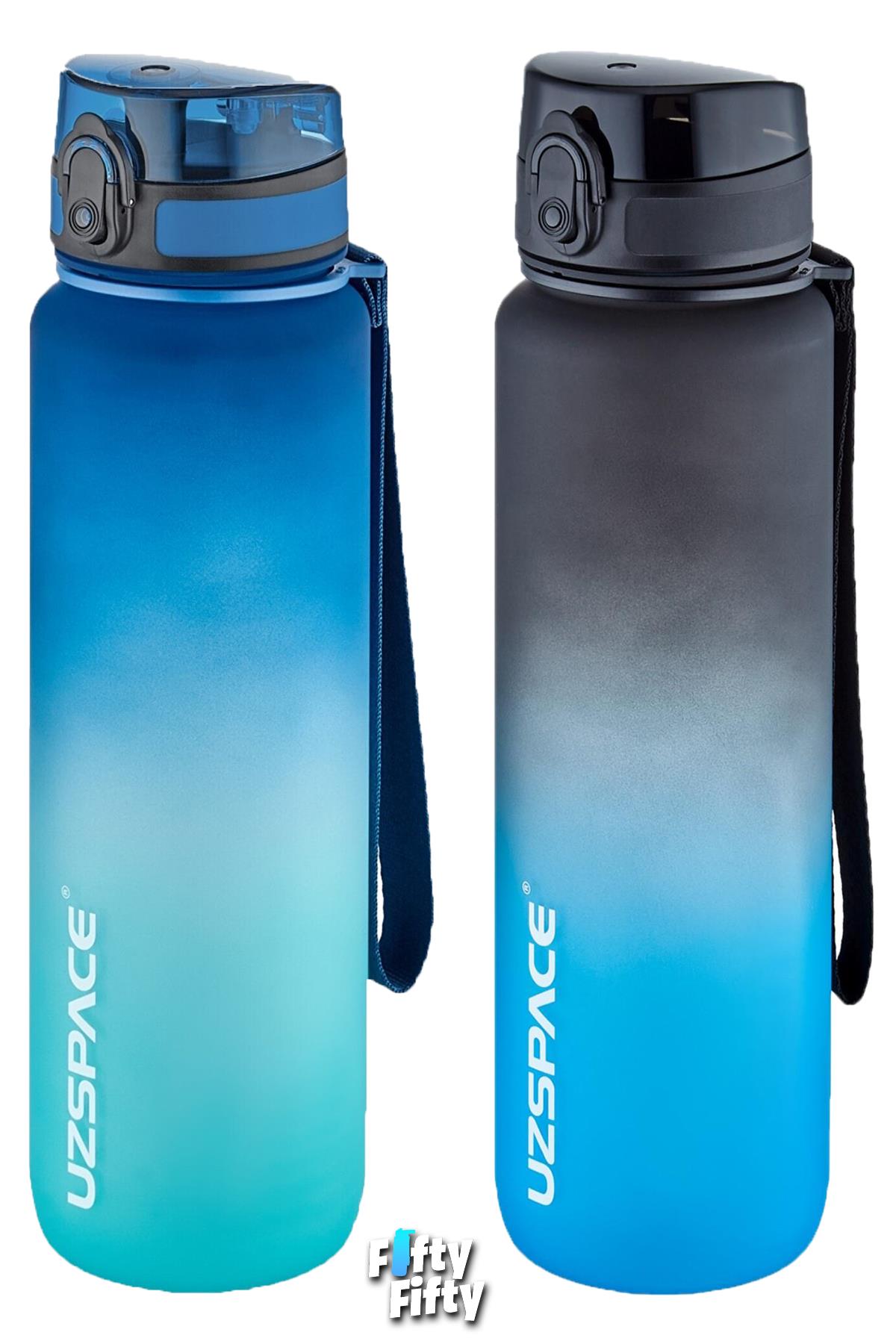 Uzspace 2`li Tritan Matara Seti 1000ml BÜYÜK BOY Çift Renk Softtouch FF Collection Tritan Su Matarası
