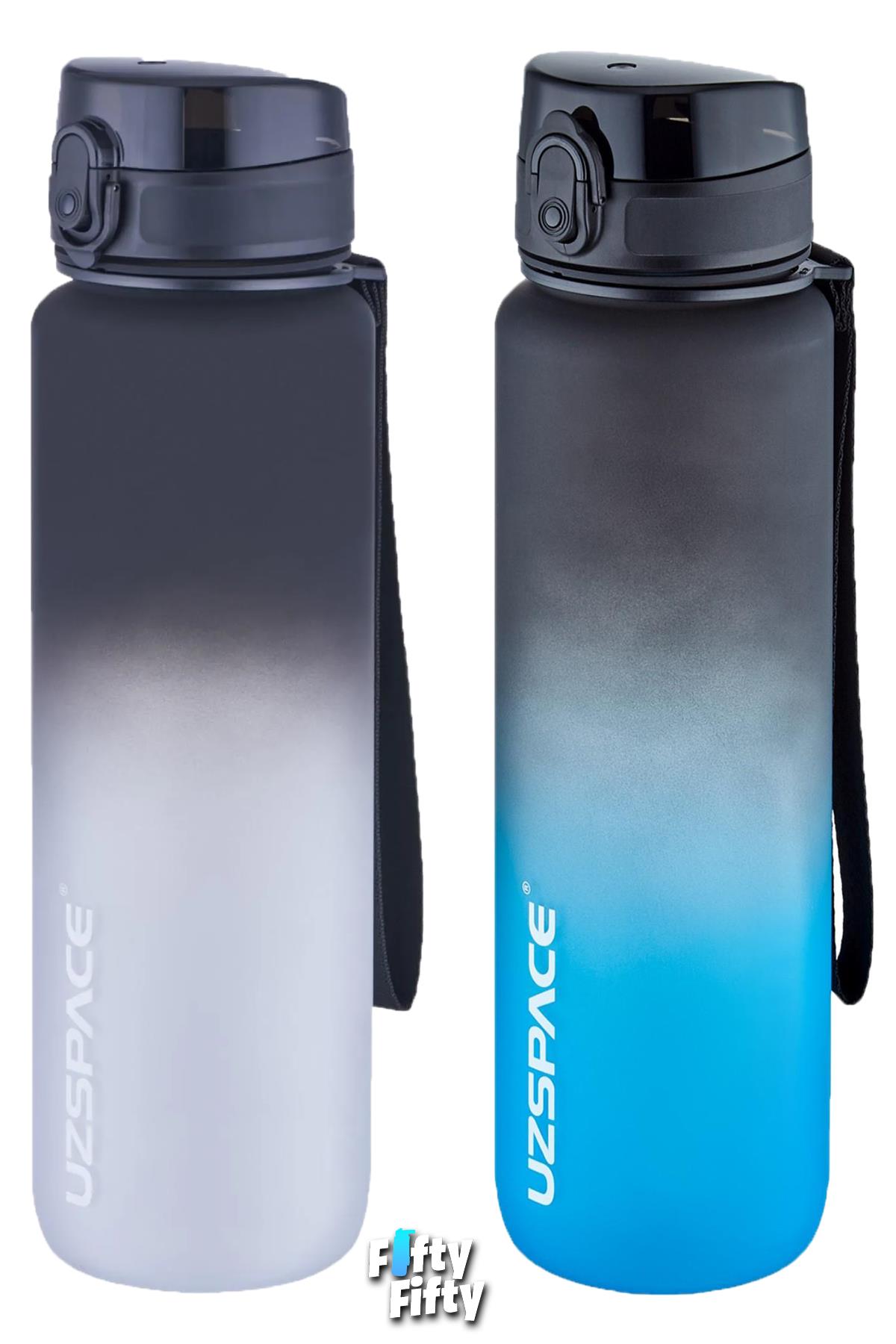 Uzspace 2`li Tritan Matara Seti 1000ml BÜYÜK BOY Çift Renk Softtouch FF Collection Tritan Su Matarası