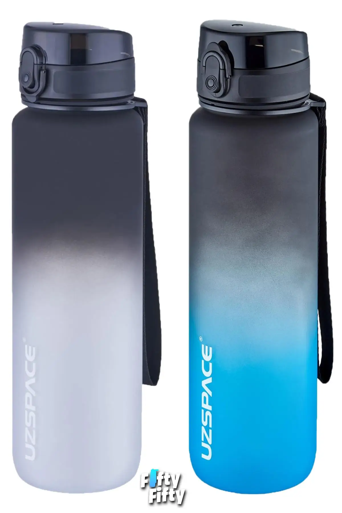 Uzspace 2`li Tritan Matara Seti 1000ml BÜYÜK BOY Çift Renk Softtouch FF Collection Tritan Su Matarası