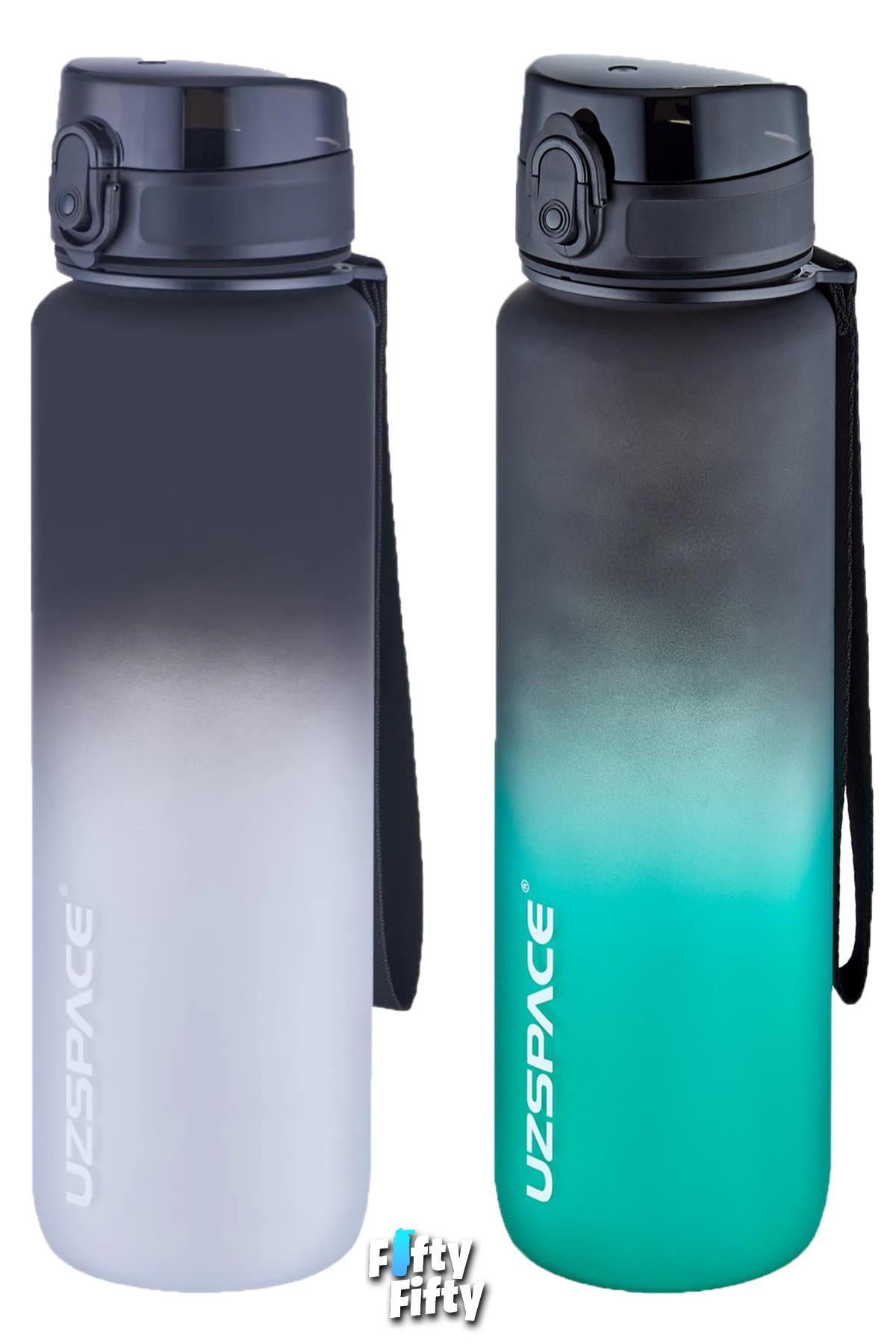 Uzspace 2`li Tritan Matara Seti 1000ml BÜYÜK BOY Çift Renk Softtouch FF Collection Tritan Su Matarası