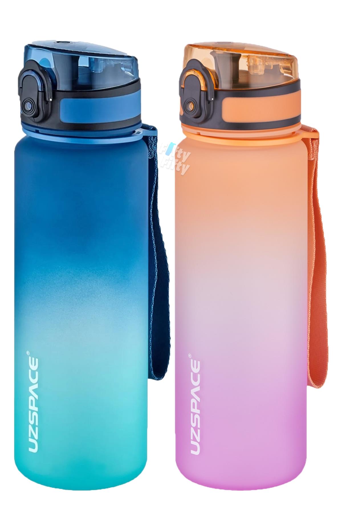 Uzspace 2`li Tritan Matara Seti 500 ml Çift Renk Softtouch FF Collection Tritan Su Matarası
