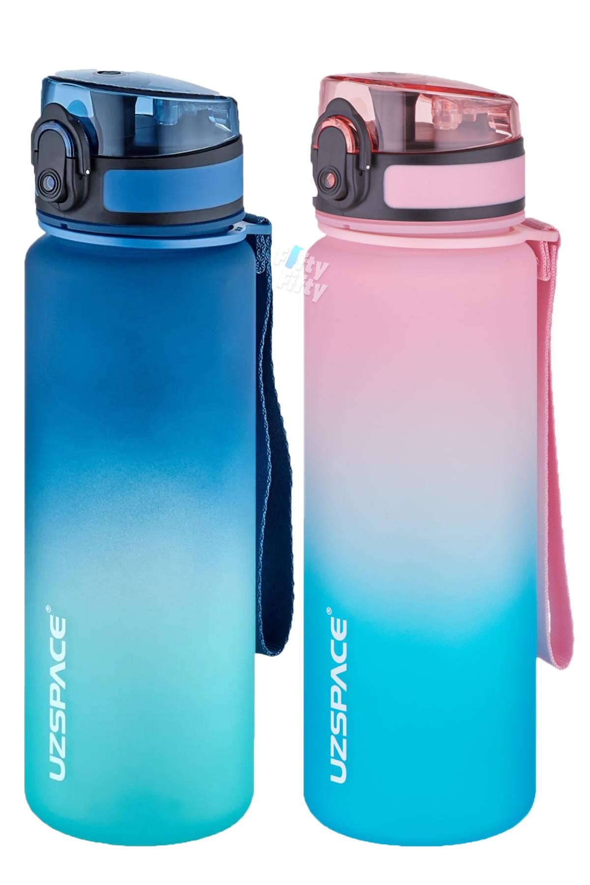 Uzspace 2`li Tritan Matara Seti 500 ml Çift Renk Softtouch FF Collection Tritan Su Matarası