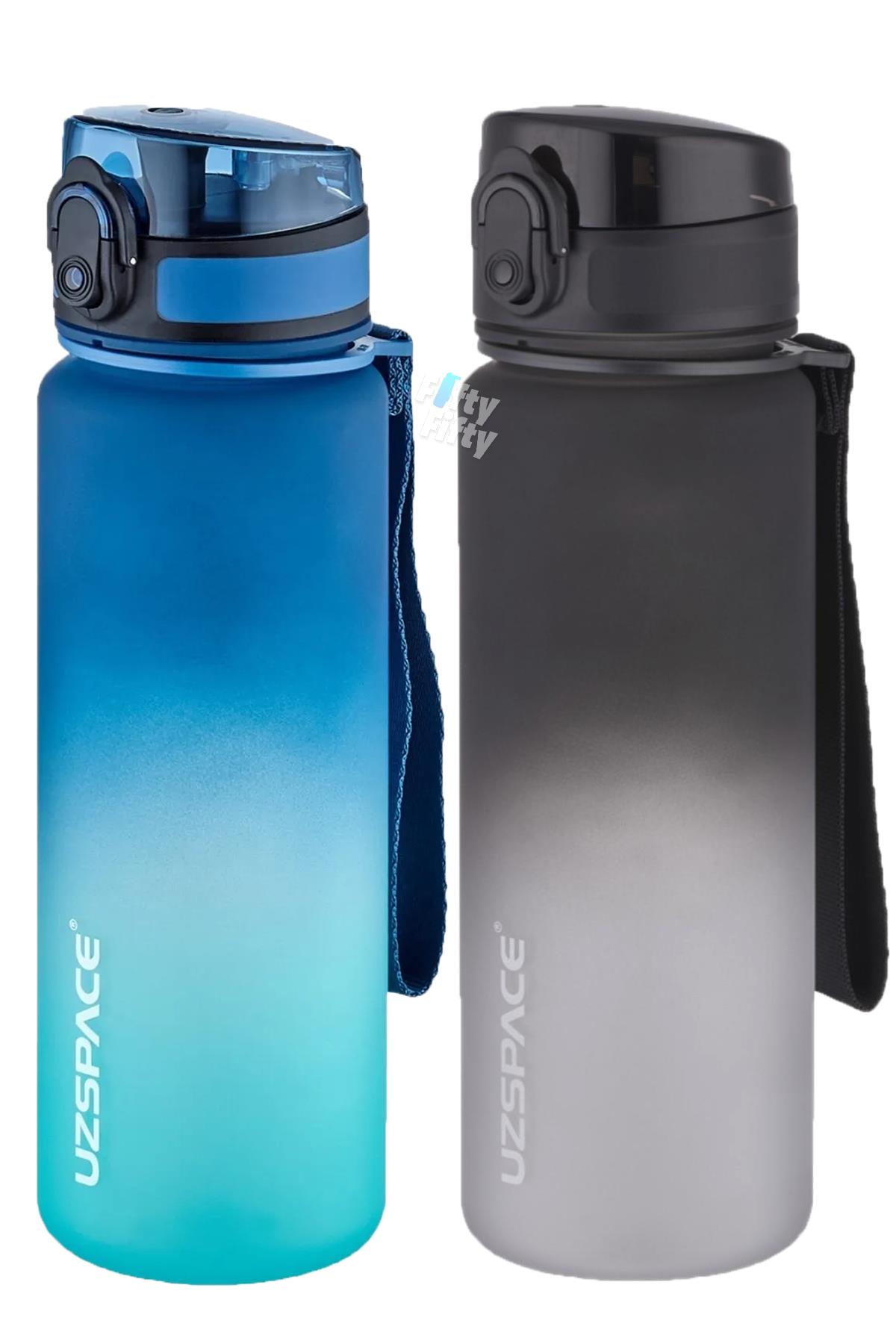 Uzspace 2`li Tritan Matara Seti 500 ml Çift Renk Softtouch FF Collection Tritan Su Matarası