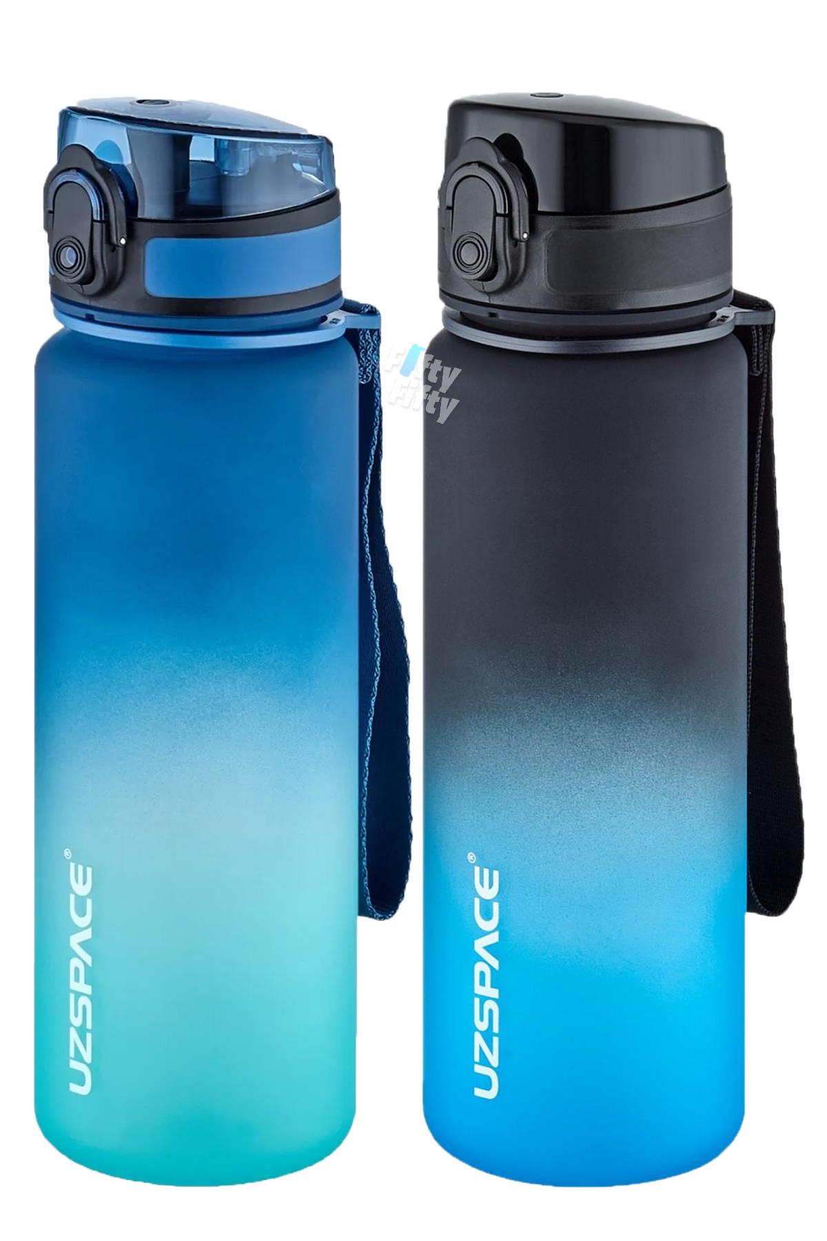 Uzspace 2`li Tritan Matara Seti 500 ml Çift Renk Softtouch FF Collection Tritan Su Matarası