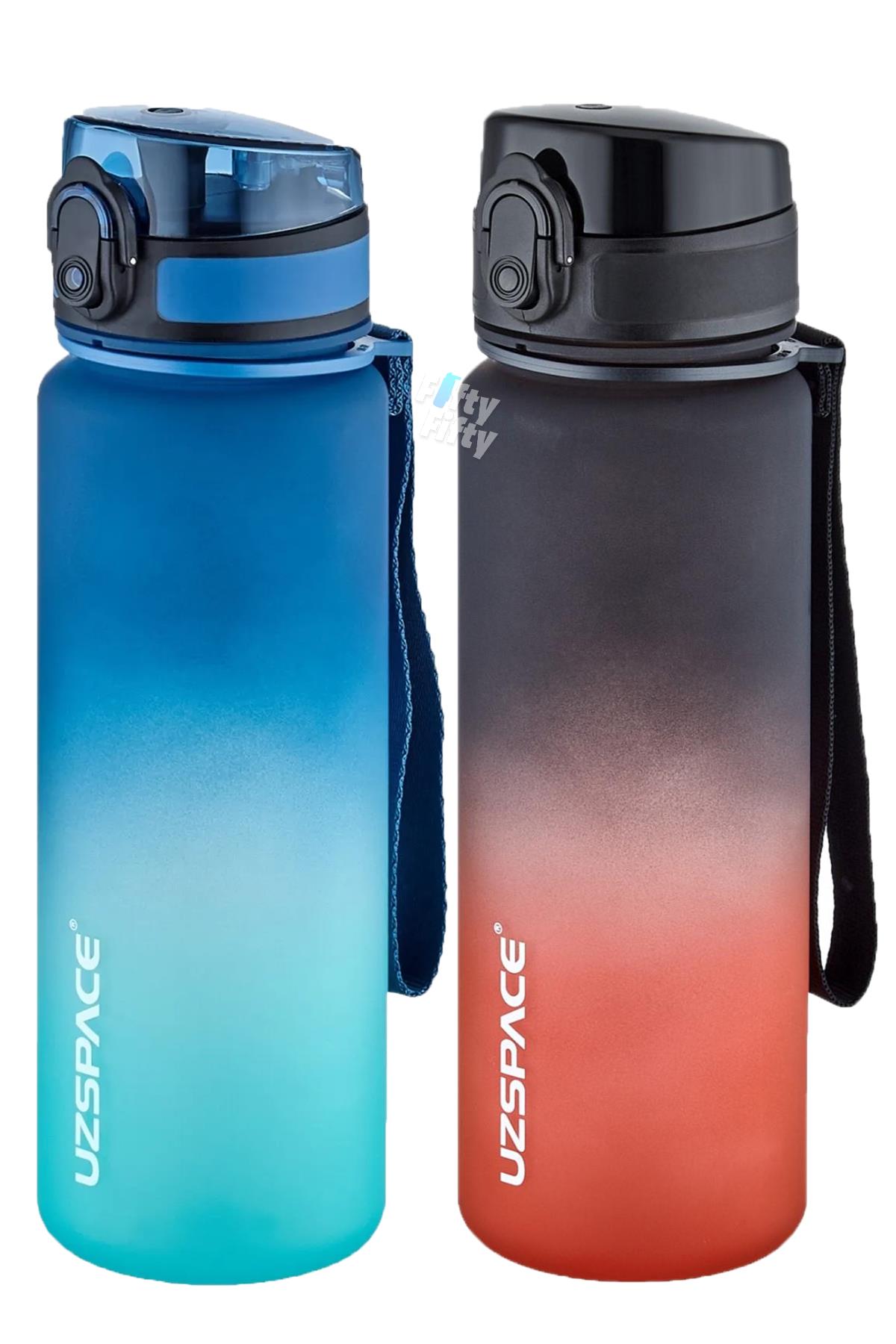 Uzspace 2`li Tritan Matara Seti 500 ml Çift Renk Softtouch FF Collection Tritan Su Matarası
