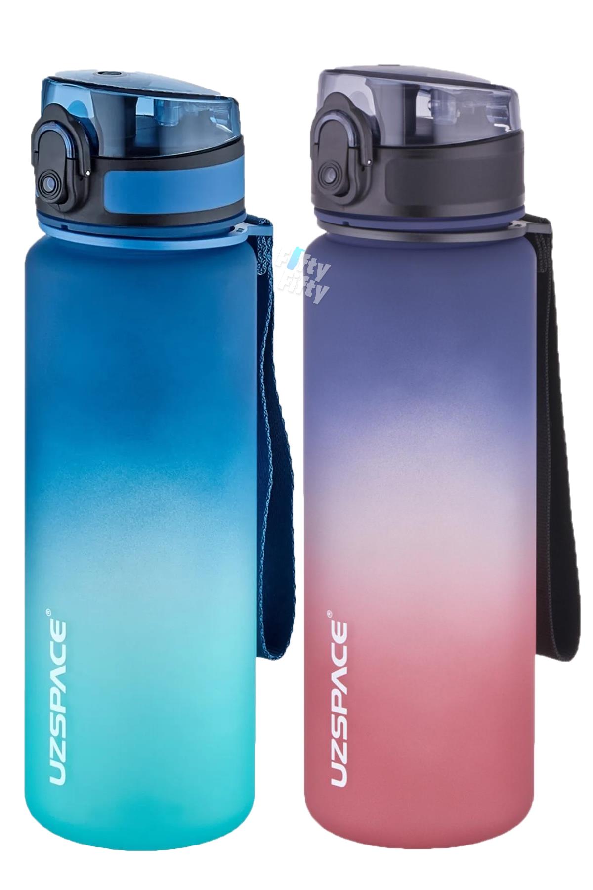 Uzspace 2`li Tritan Matara Seti 500 ml Çift Renk Softtouch FF Collection Tritan Su Matarası