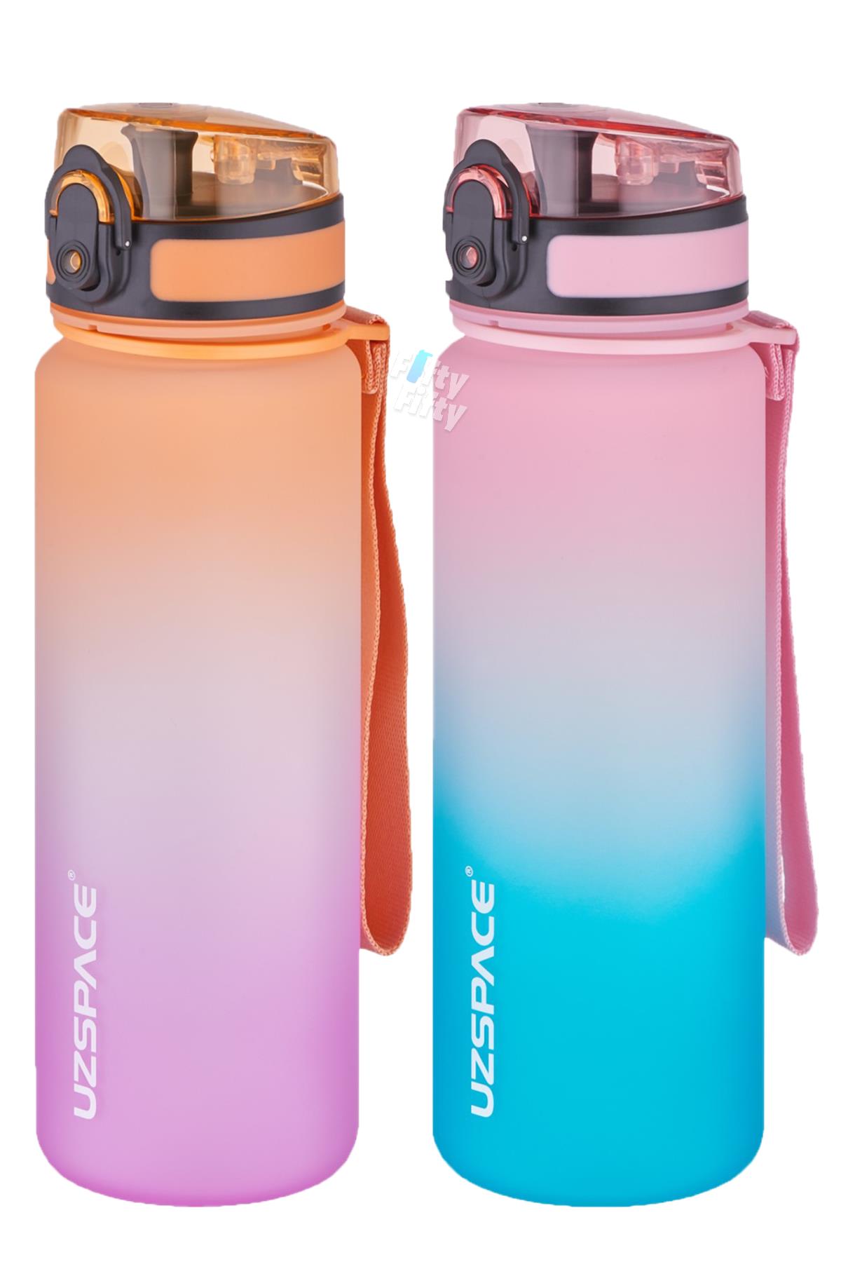 Uzspace 2`li Tritan Matara Seti 500 ml Çift Renk Softtouch FF Collection Tritan Su Matarası