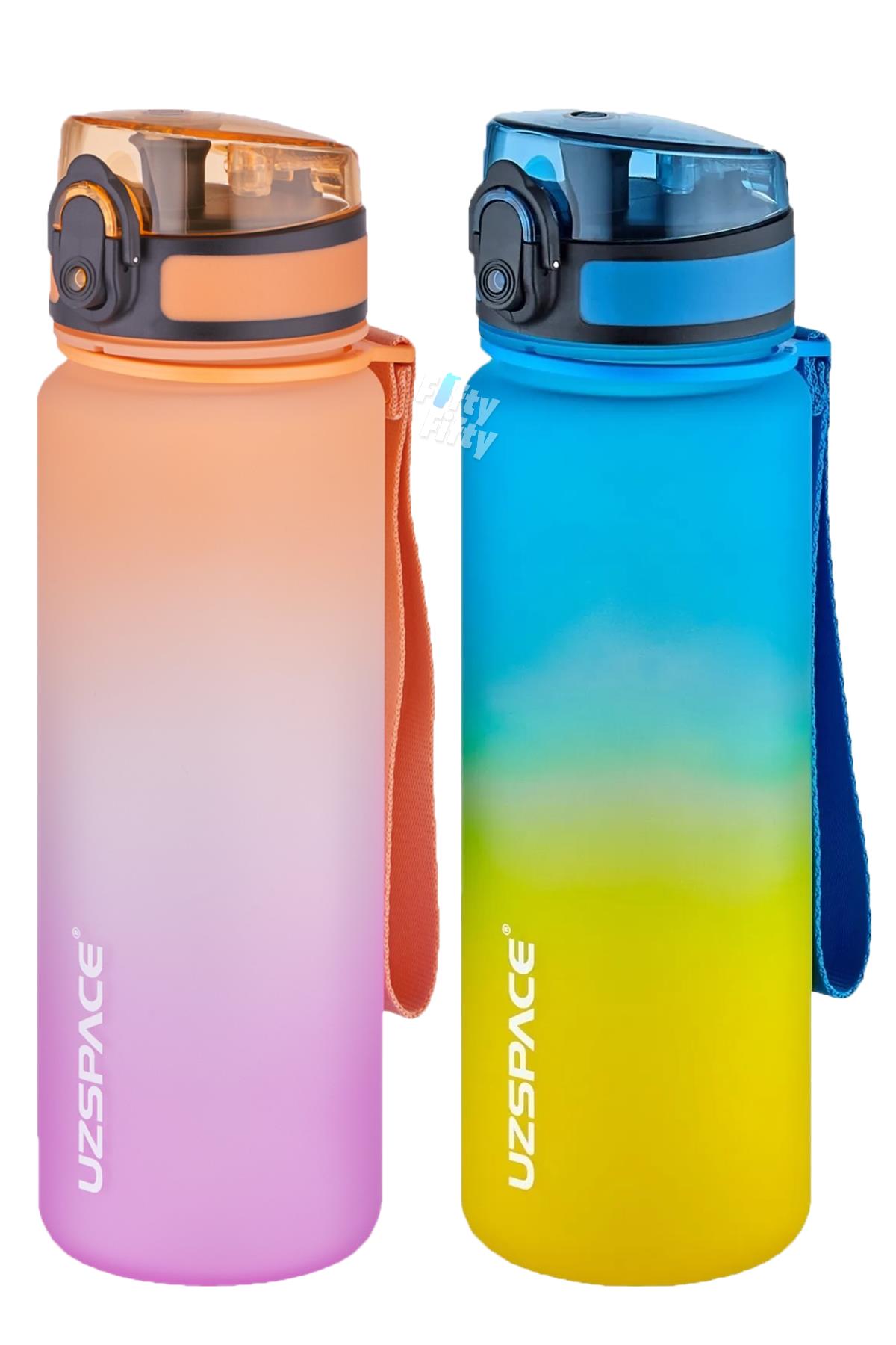 Uzspace 2`li Tritan Matara Seti 500 ml Çift Renk Softtouch FF Collection Tritan Su Matarası