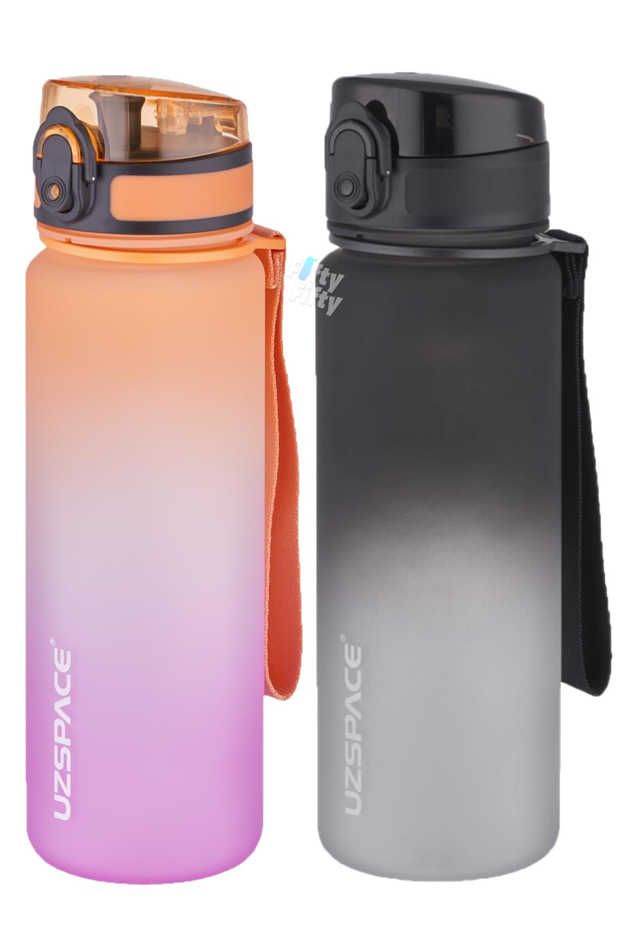 Uzspace 2`li Tritan Matara Seti 500 ml Çift Renk Softtouch FF Collection Tritan Su Matarası