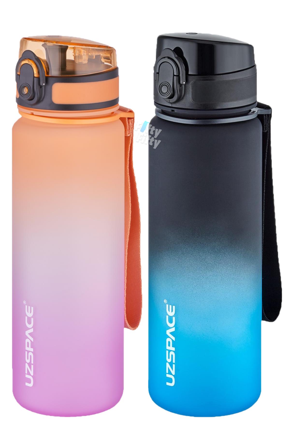 Uzspace 2`li Tritan Matara Seti 500 ml Çift Renk Softtouch FF Collection Tritan Su Matarası