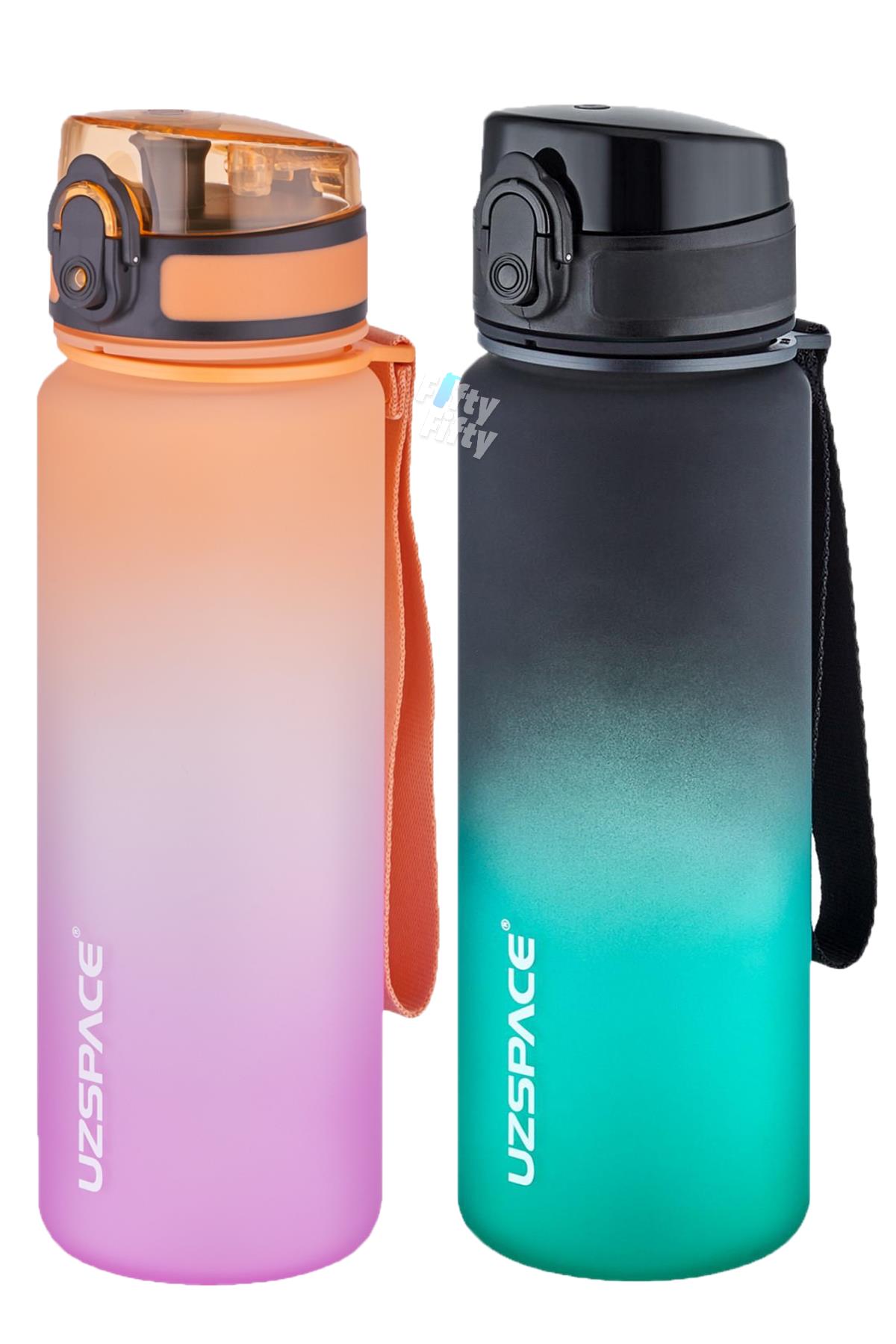 Uzspace 2`li Tritan Matara Seti 500 ml Çift Renk Softtouch FF Collection Tritan Su Matarası