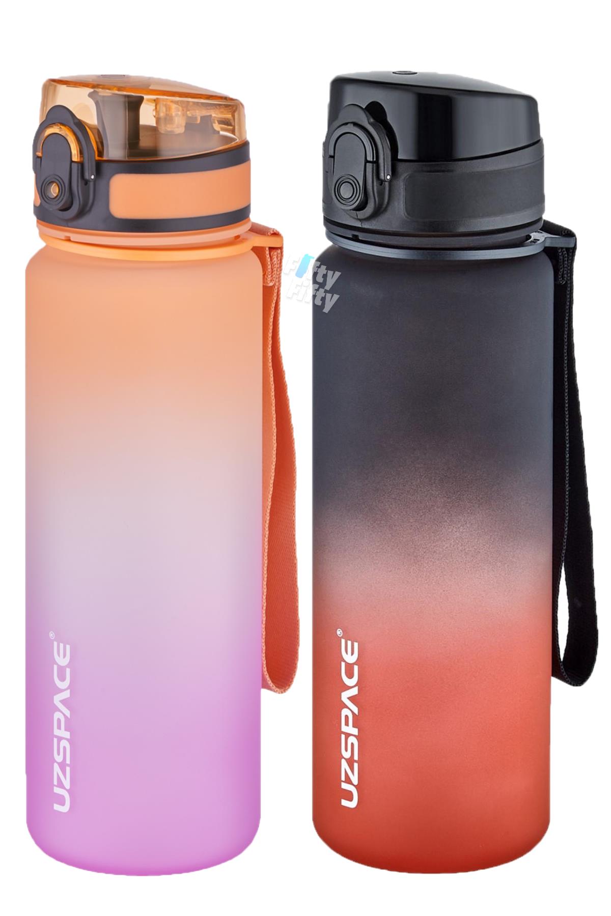 Uzspace 2`li Tritan Matara Seti 500 ml Çift Renk Softtouch FF Collection Tritan Su Matarası
