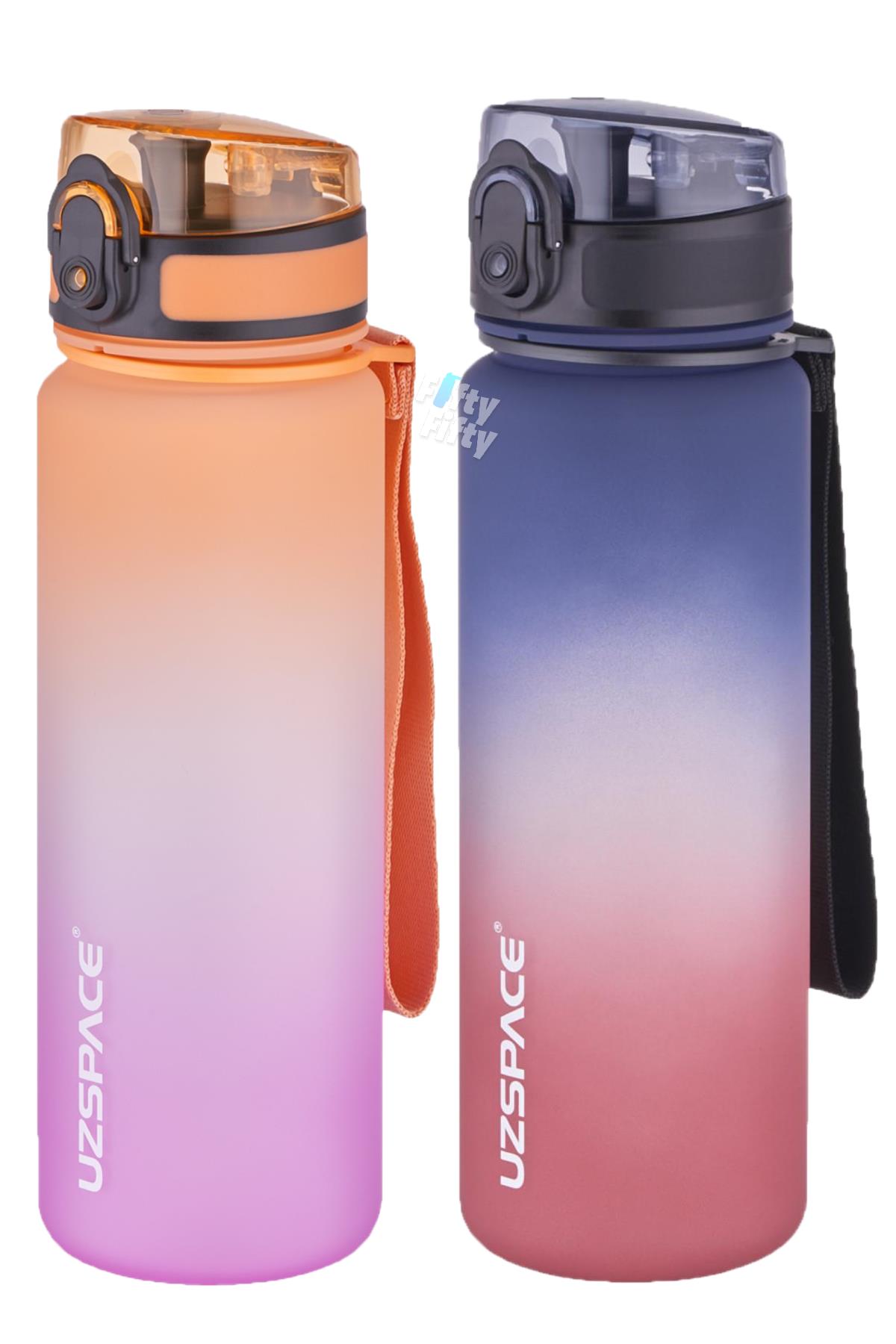 Uzspace 2`li Tritan Matara Seti 500 ml Çift Renk Softtouch FF Collection Tritan Su Matarası