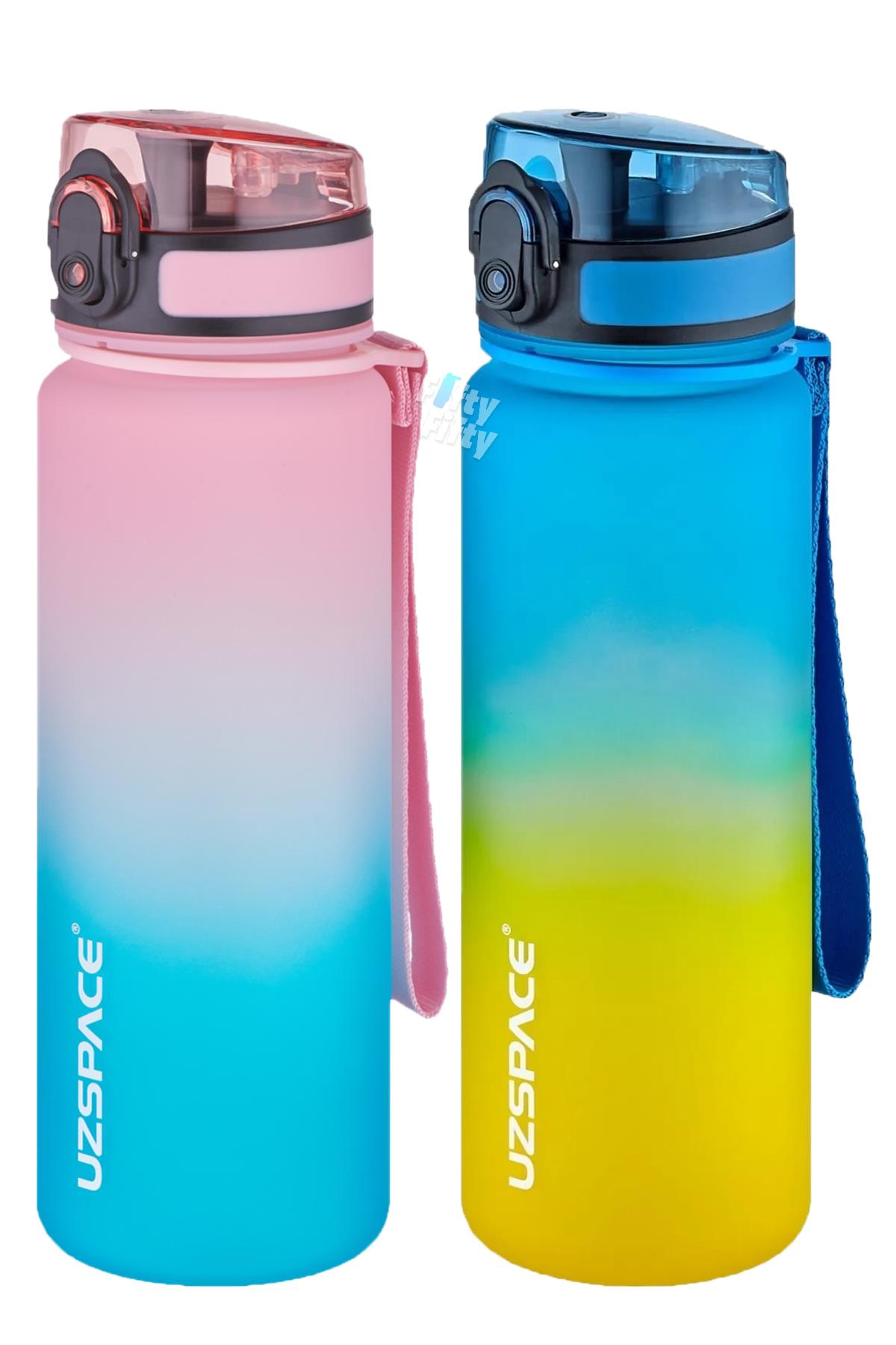Uzspace 2`li Tritan Matara Seti 500 ml Çift Renk Softtouch FF Collection Tritan Su Matarası