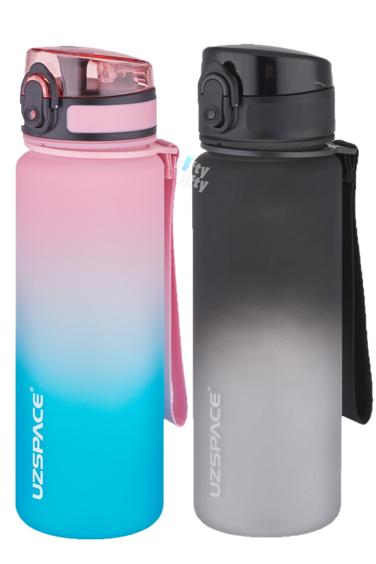 Uzspace 2`li Tritan Matara Seti 500 ml Çift Renk Softtouch FF Collection Tritan Su Matarası