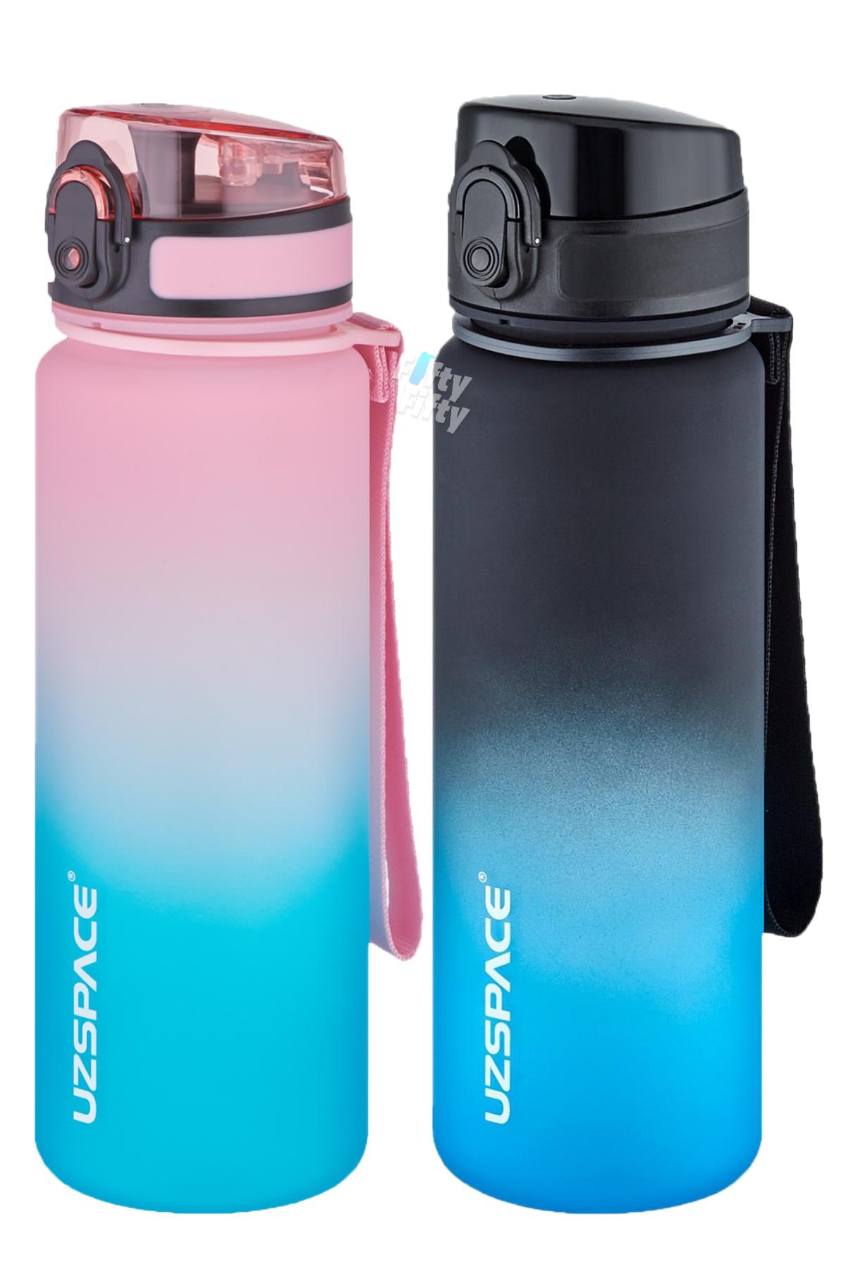 Uzspace 2`li Tritan Matara Seti 500 ml Çift Renk Softtouch FF Collection Tritan Su Matarası