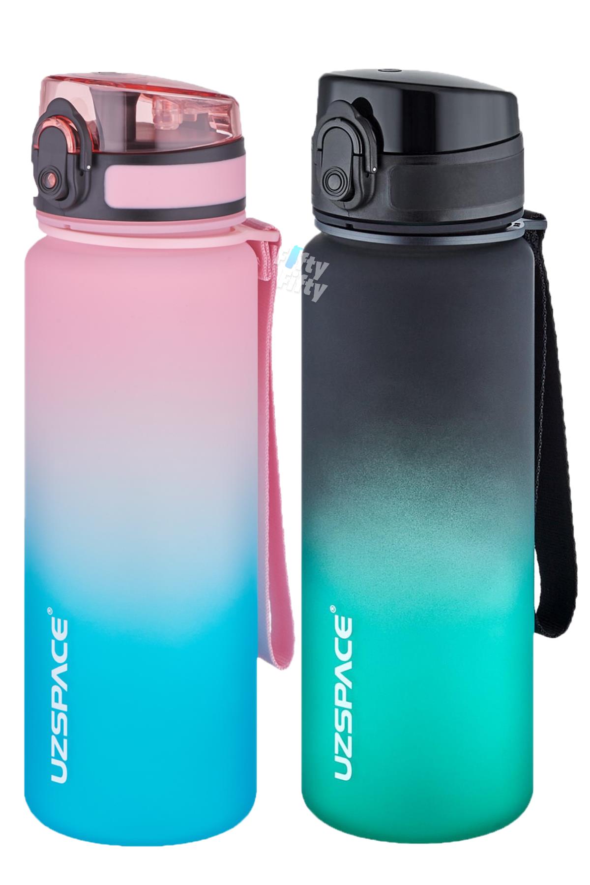 Uzspace 2`li Tritan Matara Seti 500 ml Çift Renk Softtouch FF Collection Tritan Su Matarası