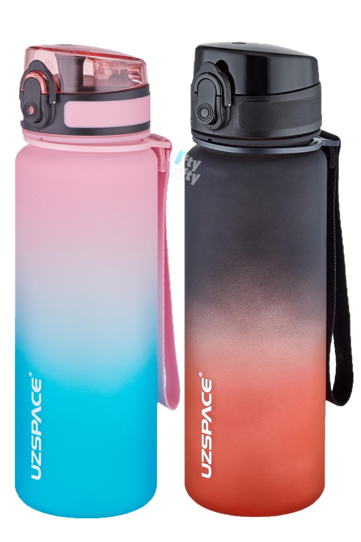 Uzspace 2`li Tritan Matara Seti 500 ml Çift Renk Softtouch FF Collection Tritan Su Matarası