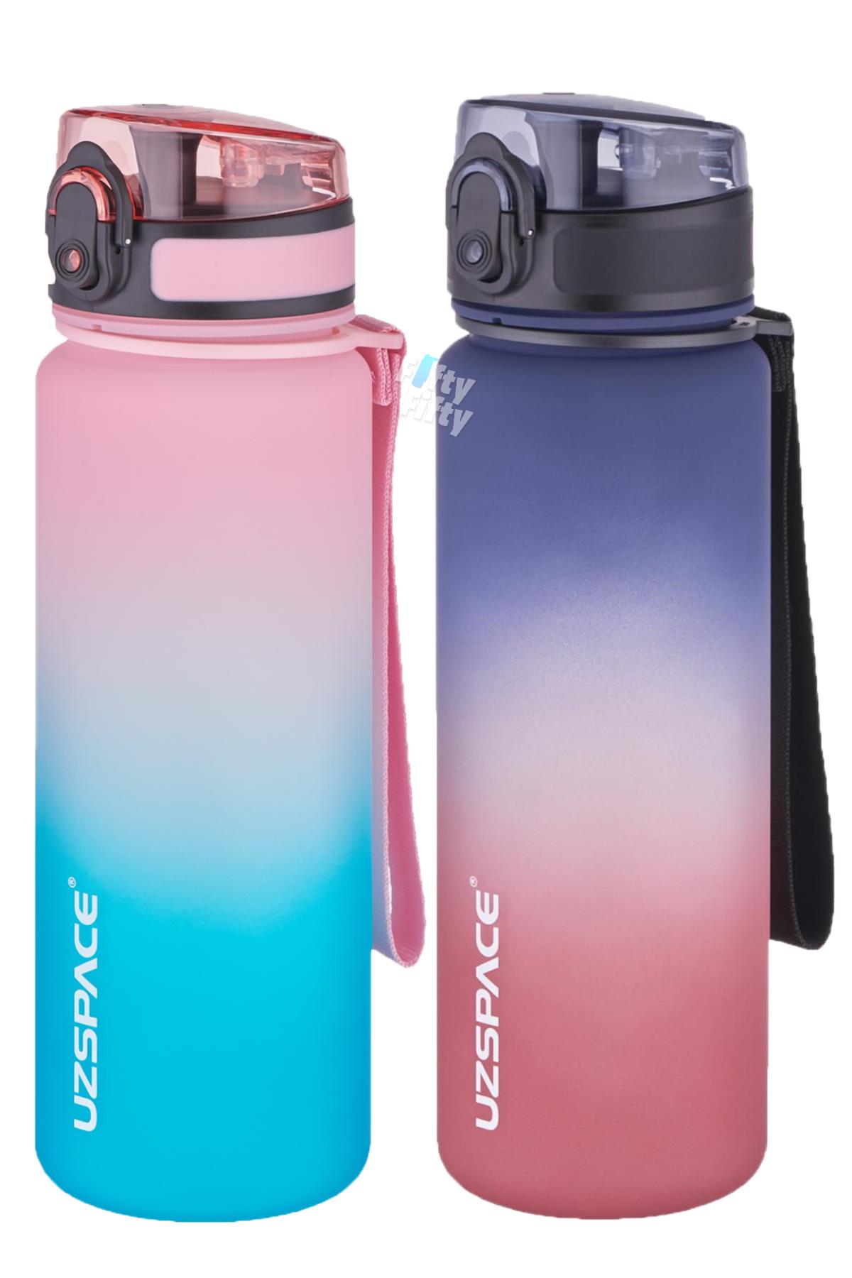 Uzspace 2`li Tritan Matara Seti 500 ml Çift Renk Softtouch FF Collection Tritan Su Matarası