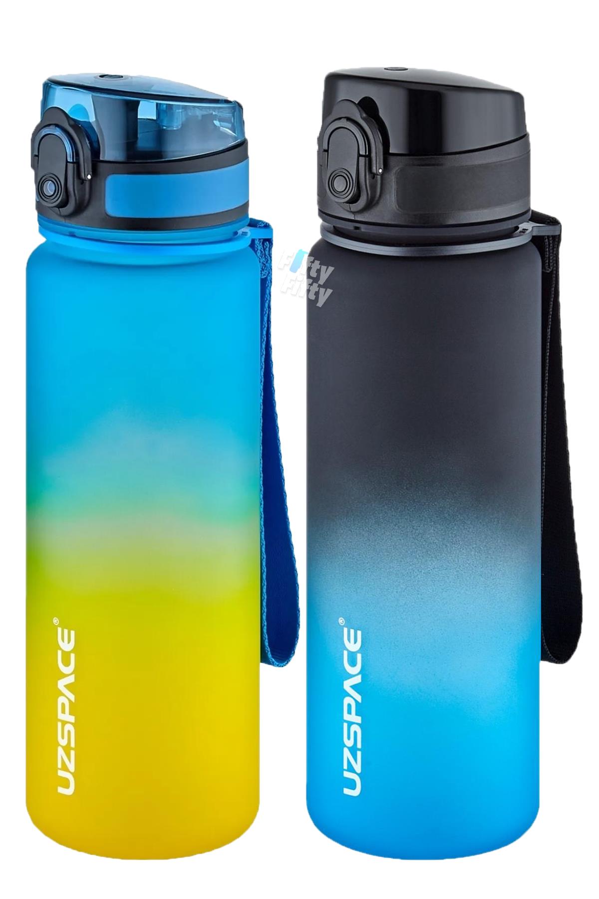 Uzspace 2`li Tritan Matara Seti 500 ml Çift Renk Softtouch FF Collection Tritan Su Matarası