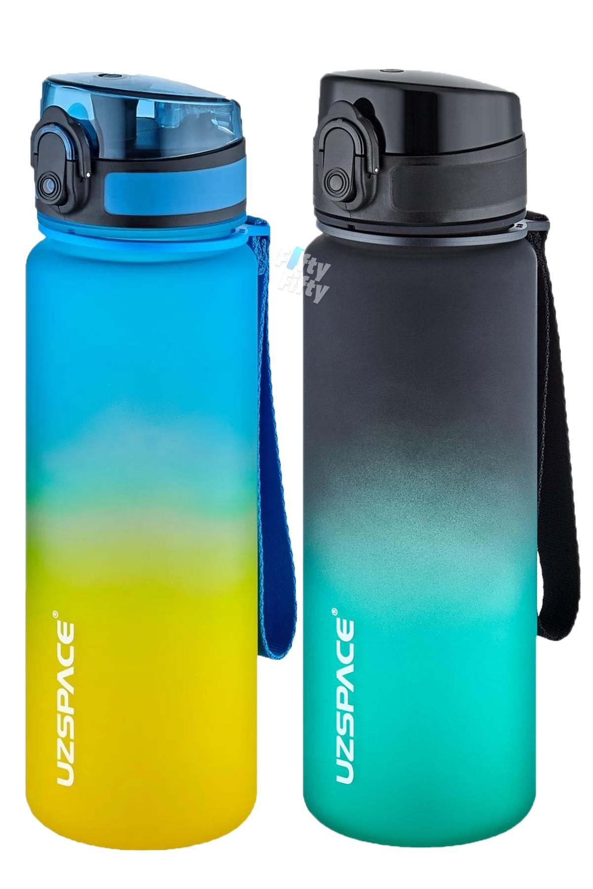 Uzspace 2`li Tritan Matara Seti 500 ml Çift Renk Softtouch FF Collection Tritan Su Matarası