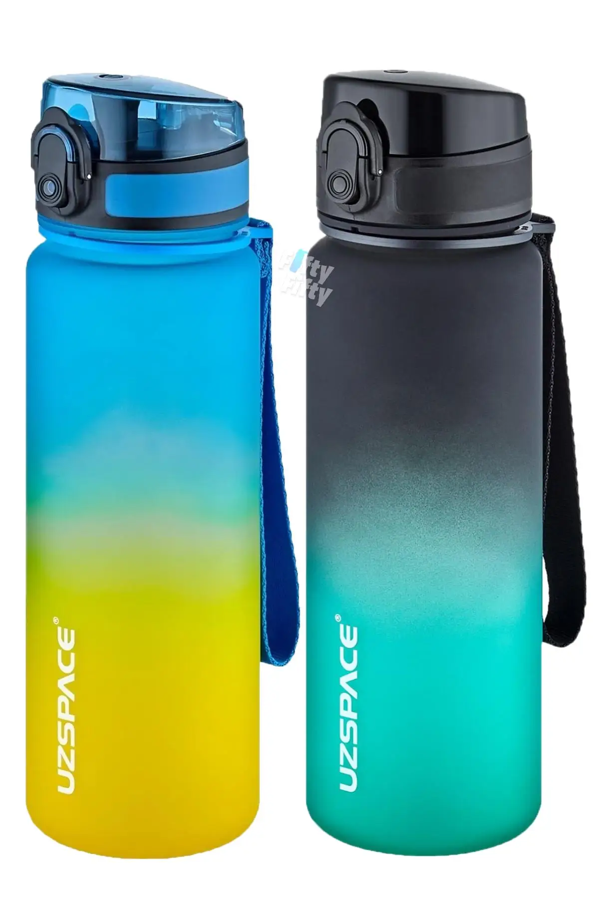 Uzspace 2`li Tritan Matara Seti 500 ml Çift Renk Softtouch FF Collection Tritan Su Matarası
