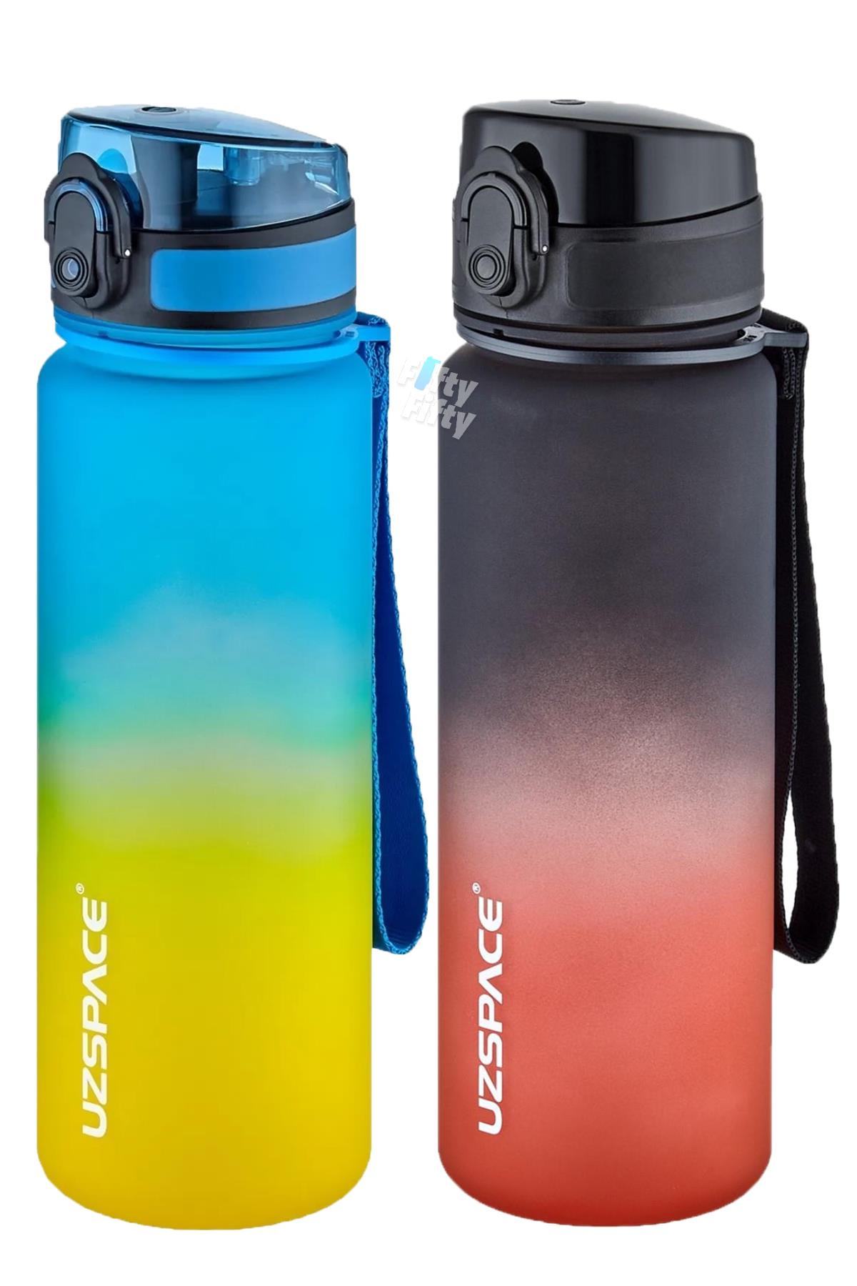 Uzspace 2`li Tritan Matara Seti 500 ml Çift Renk Softtouch FF Collection Tritan Su Matarası