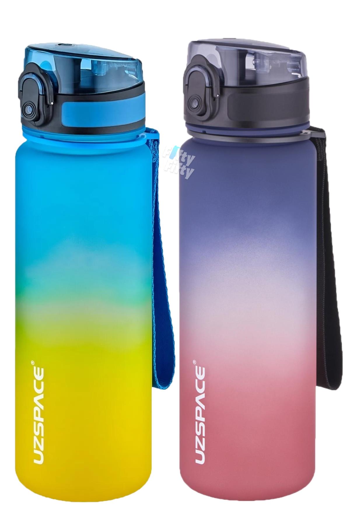 Uzspace 2`li Tritan Matara Seti 500 ml Çift Renk Softtouch FF Collection Tritan Su Matarası