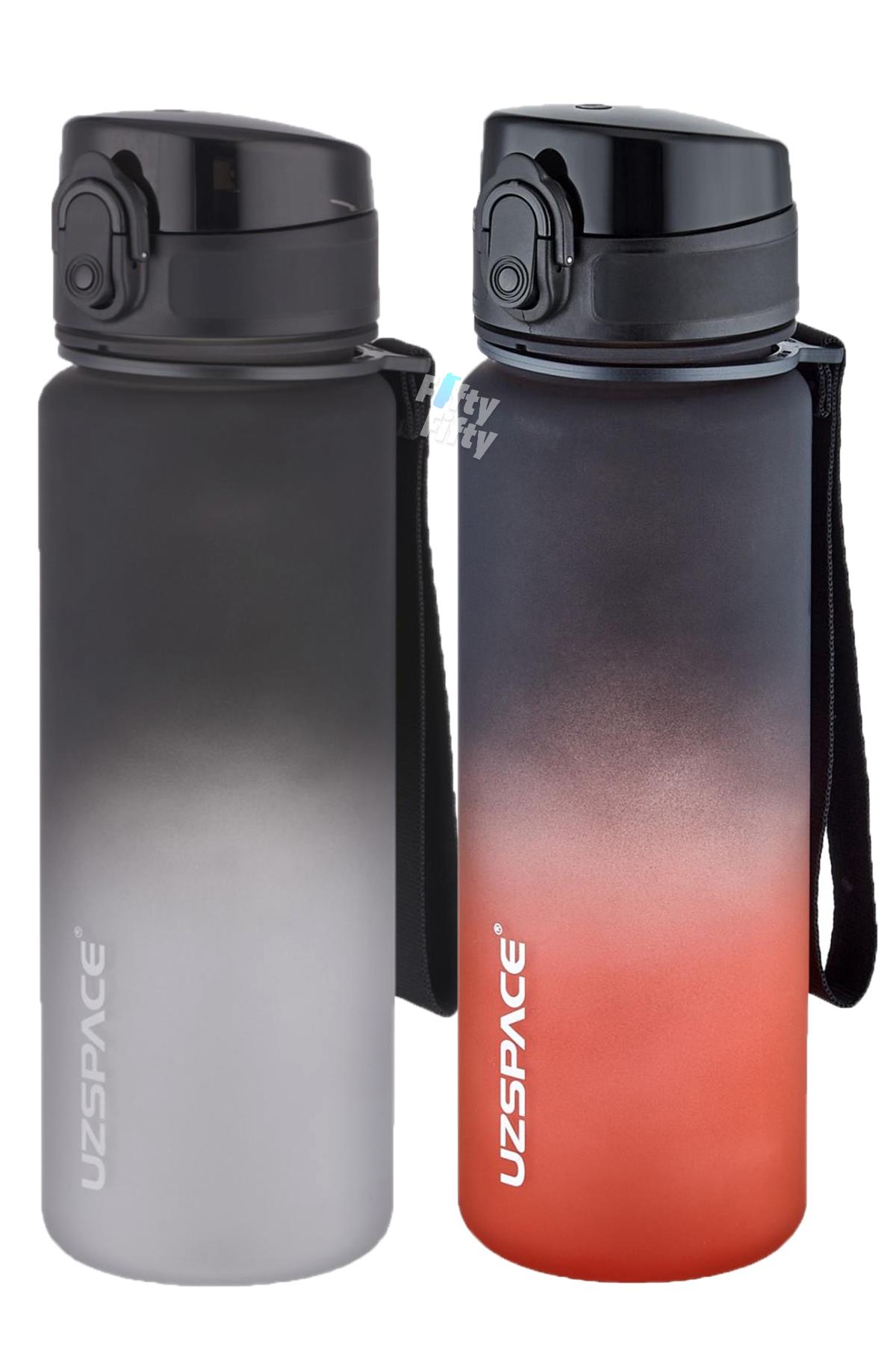 Uzspace 2`li Tritan Matara Seti 500 ml Çift Renk Softtouch FF Collection Tritan Su Matarası