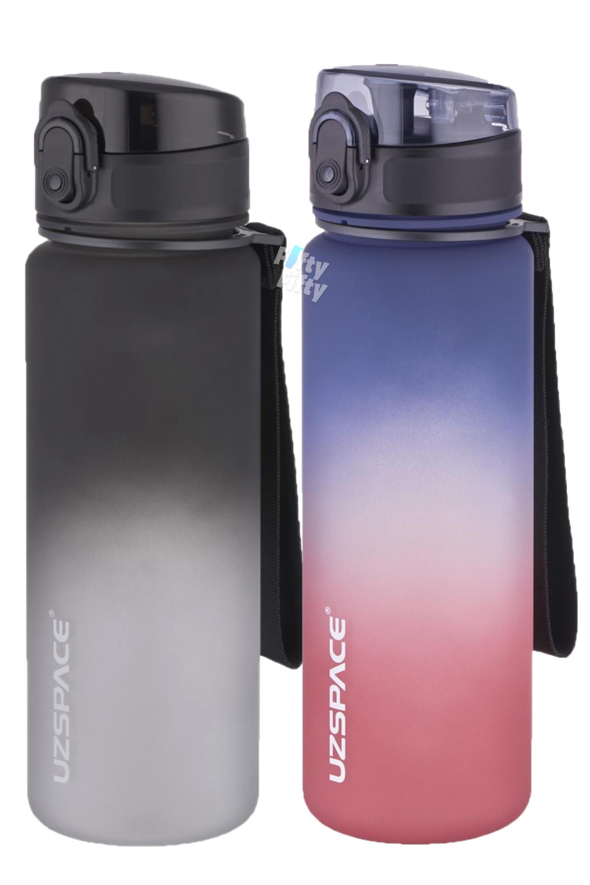 Uzspace 2`li Tritan Matara Seti 500 ml Çift Renk Softtouch FF Collection Tritan Su Matarası