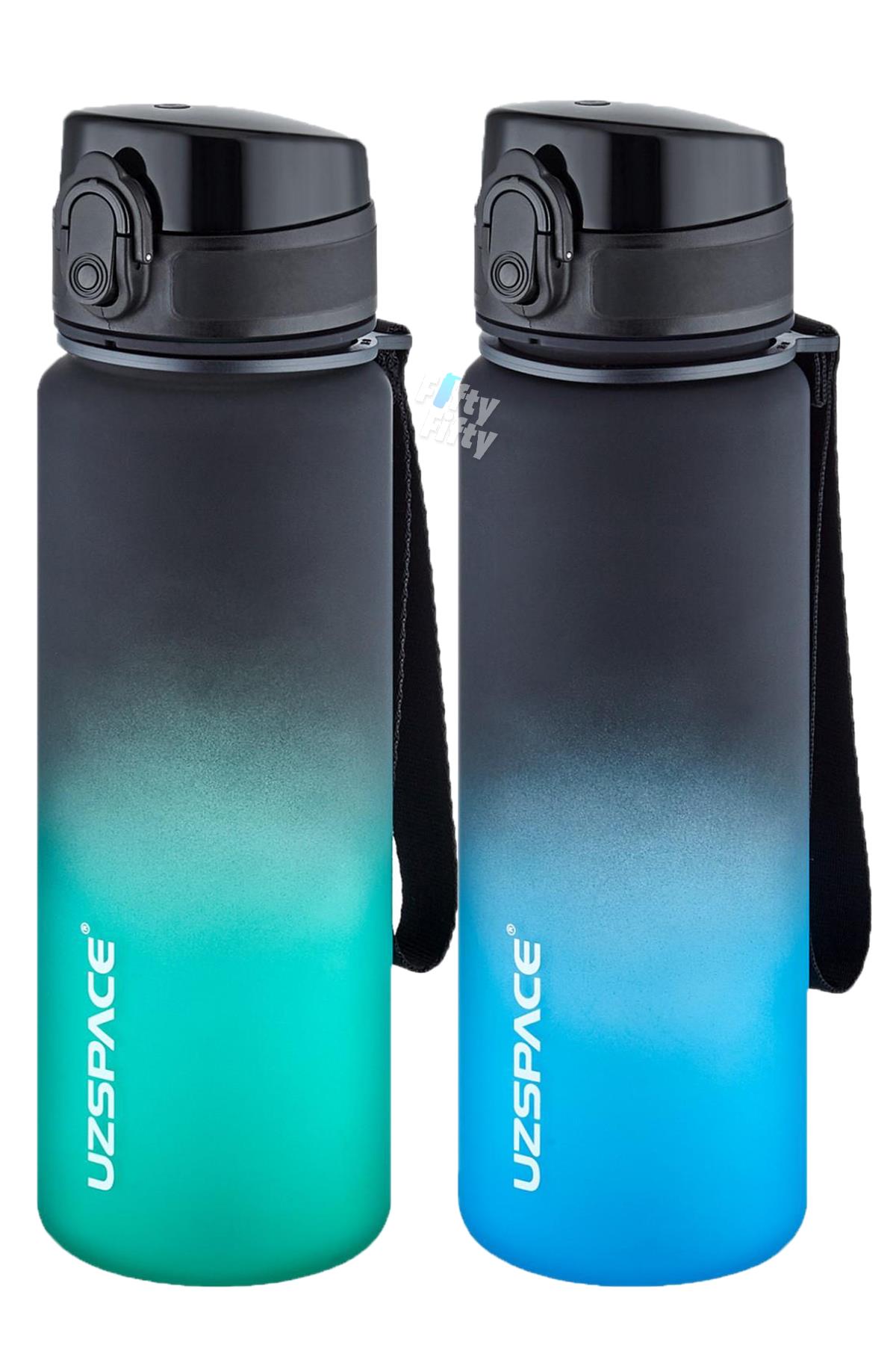 Uzspace 2`li Tritan Matara Seti 500 ml Çift Renk Softtouch FF Collection Tritan Su Matarası