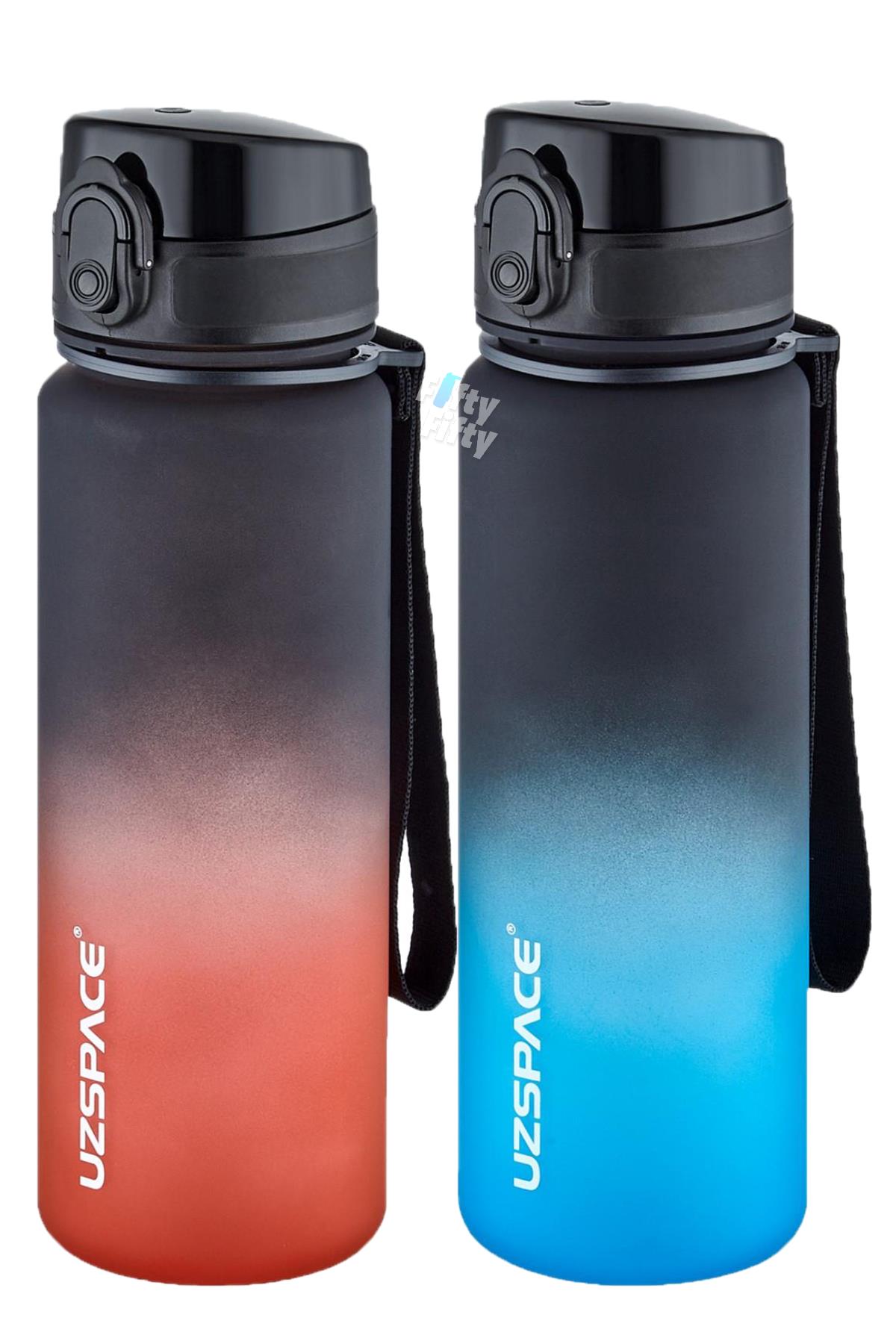 Uzspace 2`li Tritan Matara Seti 500 ml Çift Renk Softtouch FF Collection Tritan Su Matarası