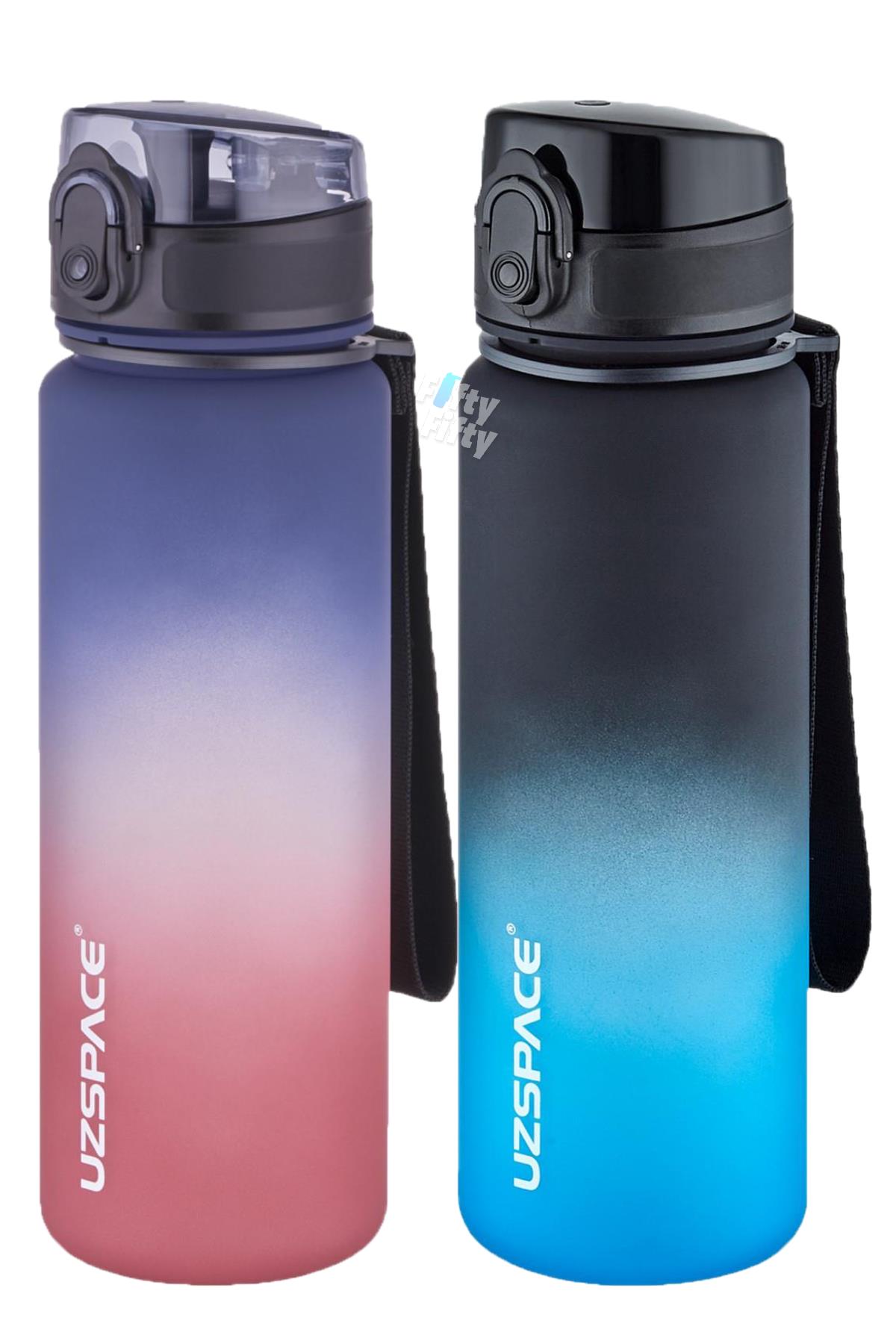 Uzspace 2`li Tritan Matara Seti 500 ml Çift Renk Softtouch FF Collection Tritan Su Matarası