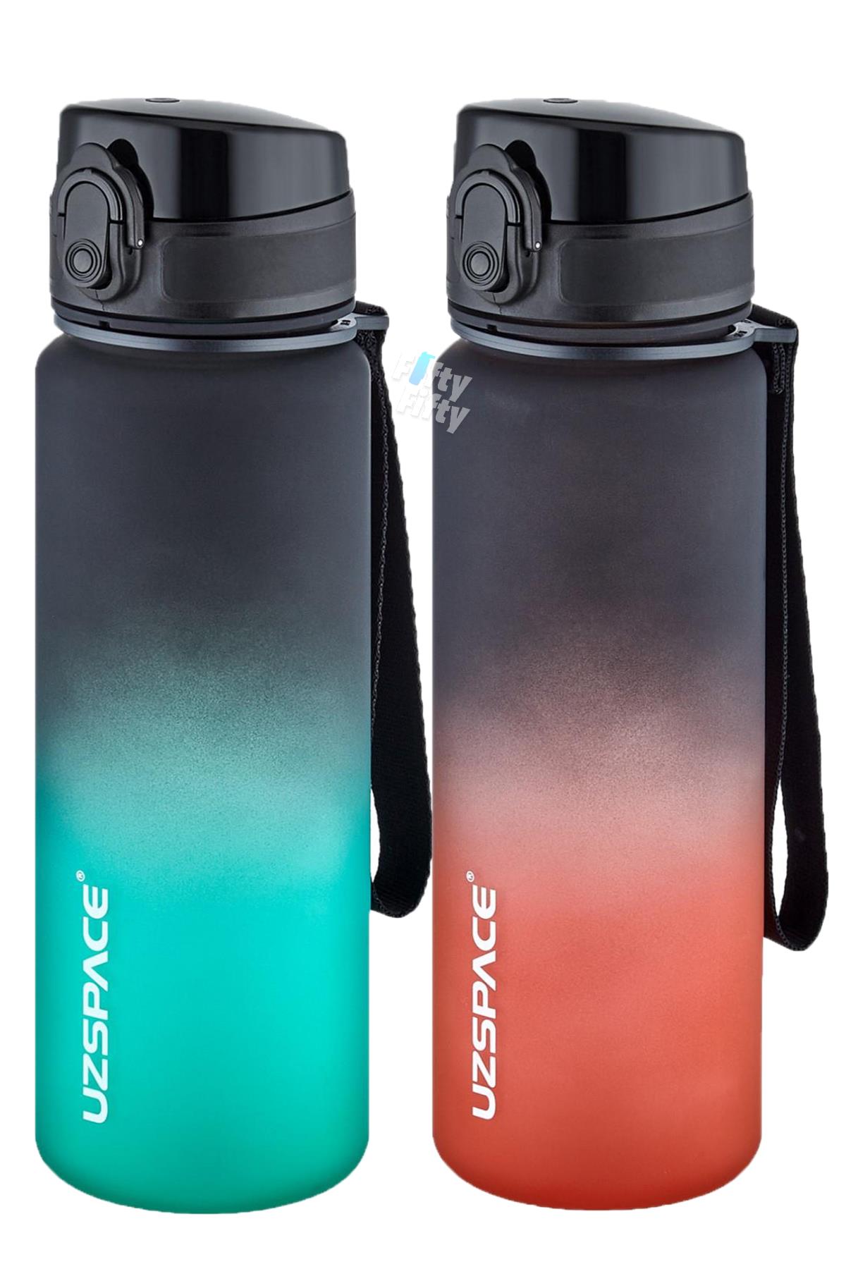 Uzspace 2`li Tritan Matara Seti 500 ml Çift Renk Softtouch FF Collection Tritan Su Matarası