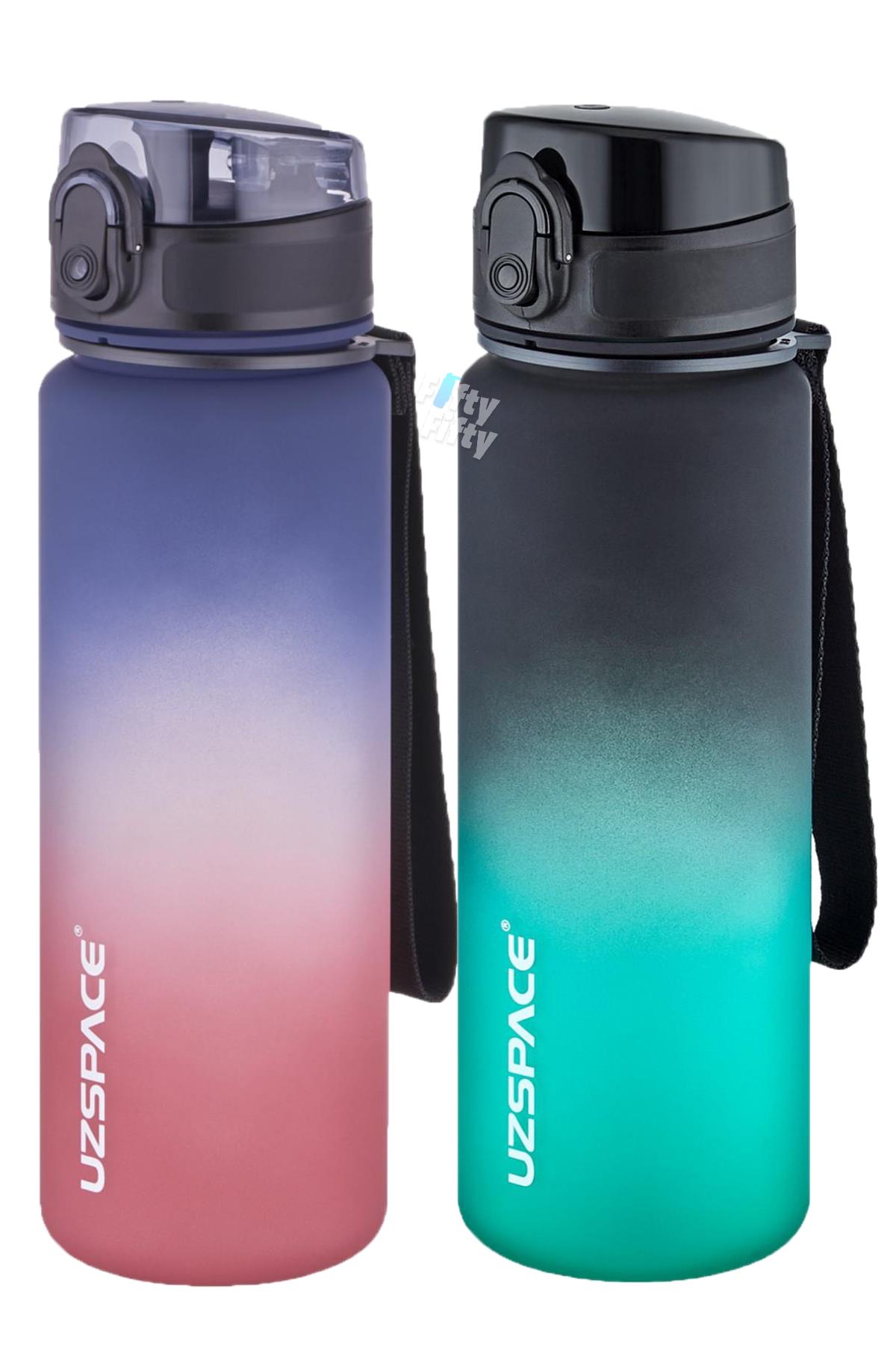 Uzspace 2`li Tritan Matara Seti 500 ml Çift Renk Softtouch FF Collection Tritan Su Matarası