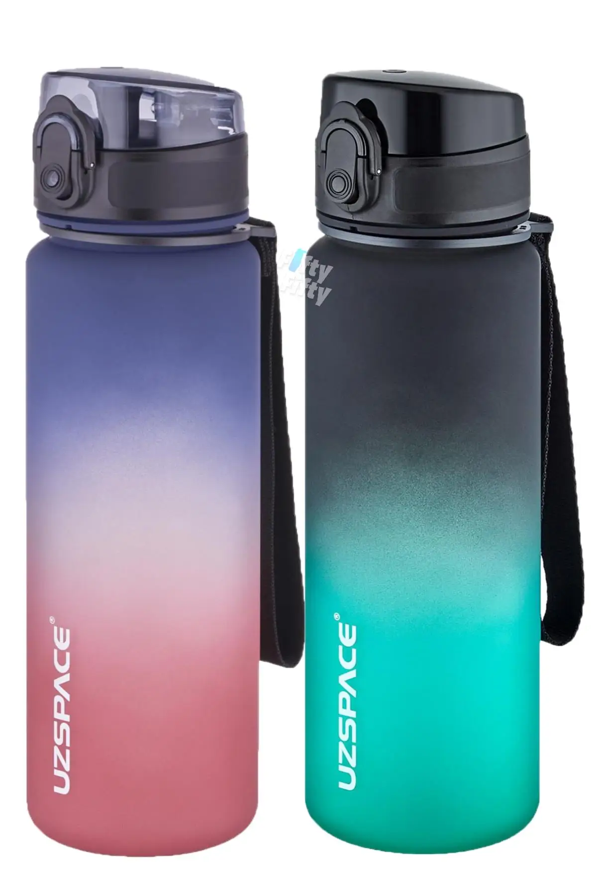 Uzspace 2`li Tritan Matara Seti 500 ml Çift Renk Softtouch FF Collection Tritan Su Matarası