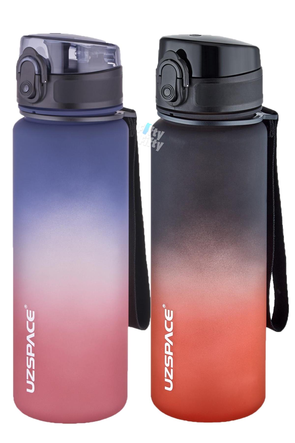 Uzspace 2`li Tritan Matara Seti 500 ml Çift Renk Softtouch FF Collection Tritan Su Matarası
