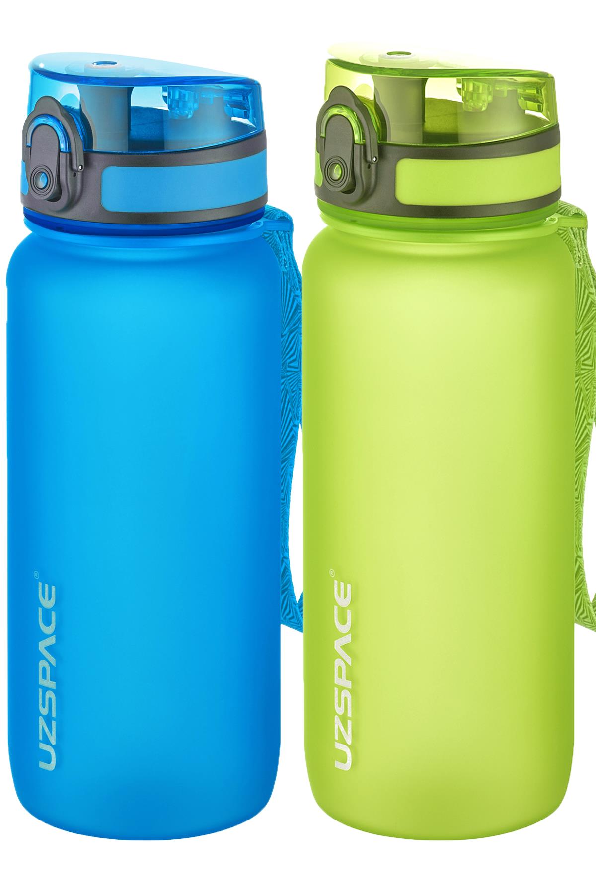Uzspace 2'li Tritan Matara Seti 650 ml 14 Farklı Renk Seçeneği FiftyFifty - Mavi-Yeşil