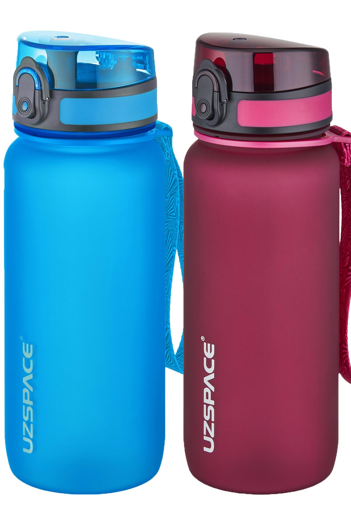 Uzspace 2'li Tritan Matara Seti 650 ml 14 Farklı Renk Seçeneği FiftyFifty - Mavi-Kırmızı